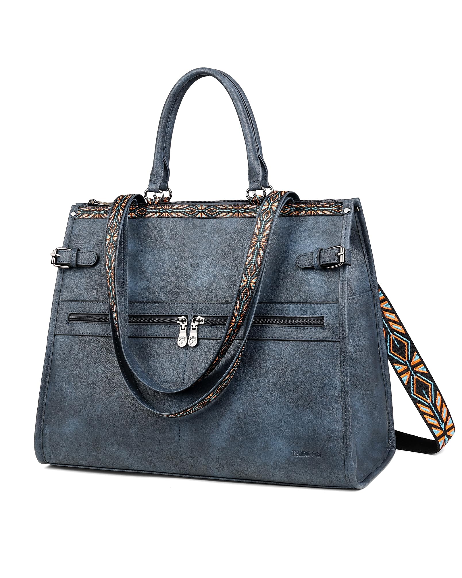 FADEON Laptop Bag for Women Designer PU Leather Large Tote Bags Packpack Purses with 15.6 Laptop Compartment Shoulder Handbag