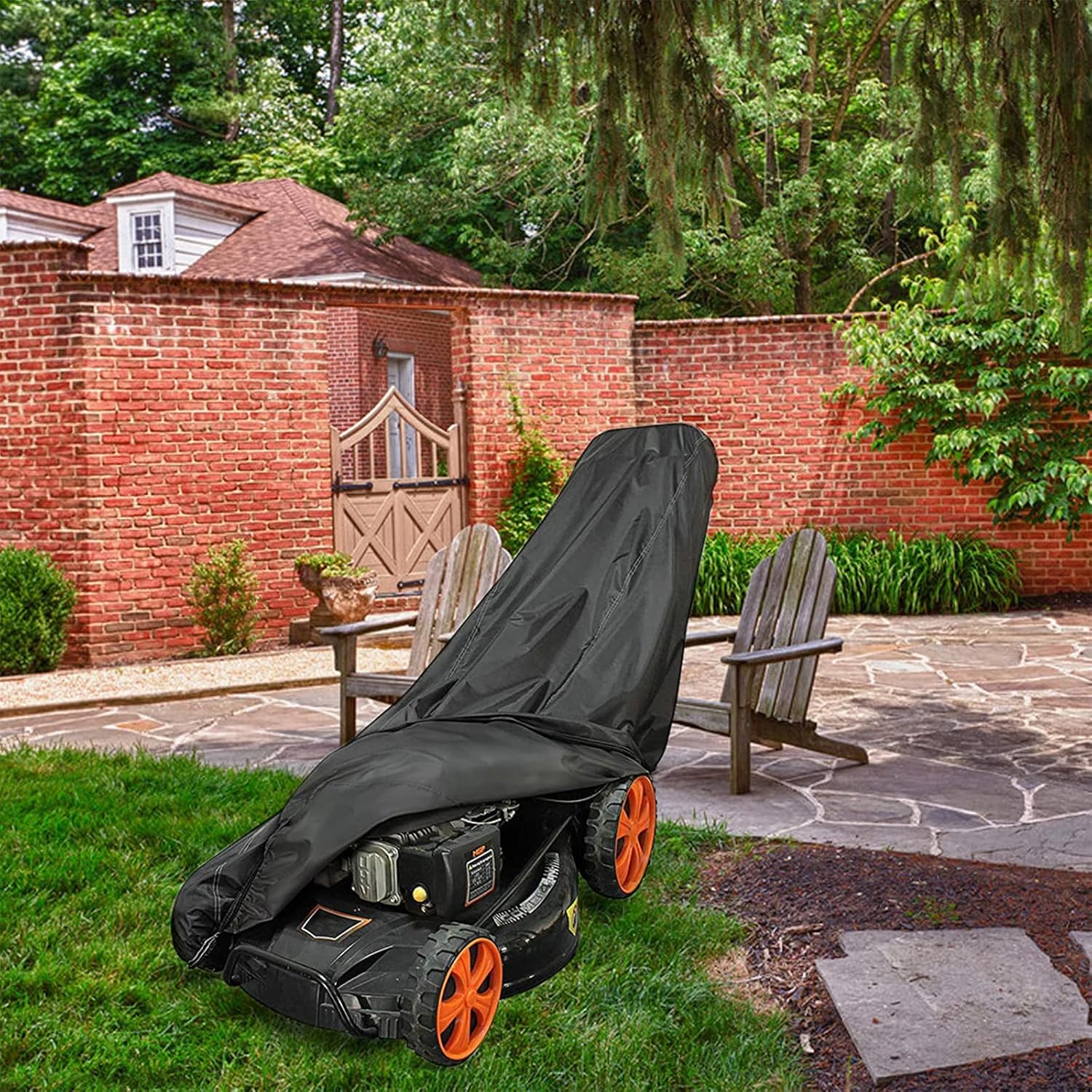 210D Outdoor Lawn Mower Oxford Cloth Dust &Snow UV Protection Cover Push Mower Covers Universal Fit Weather Garden Furniture