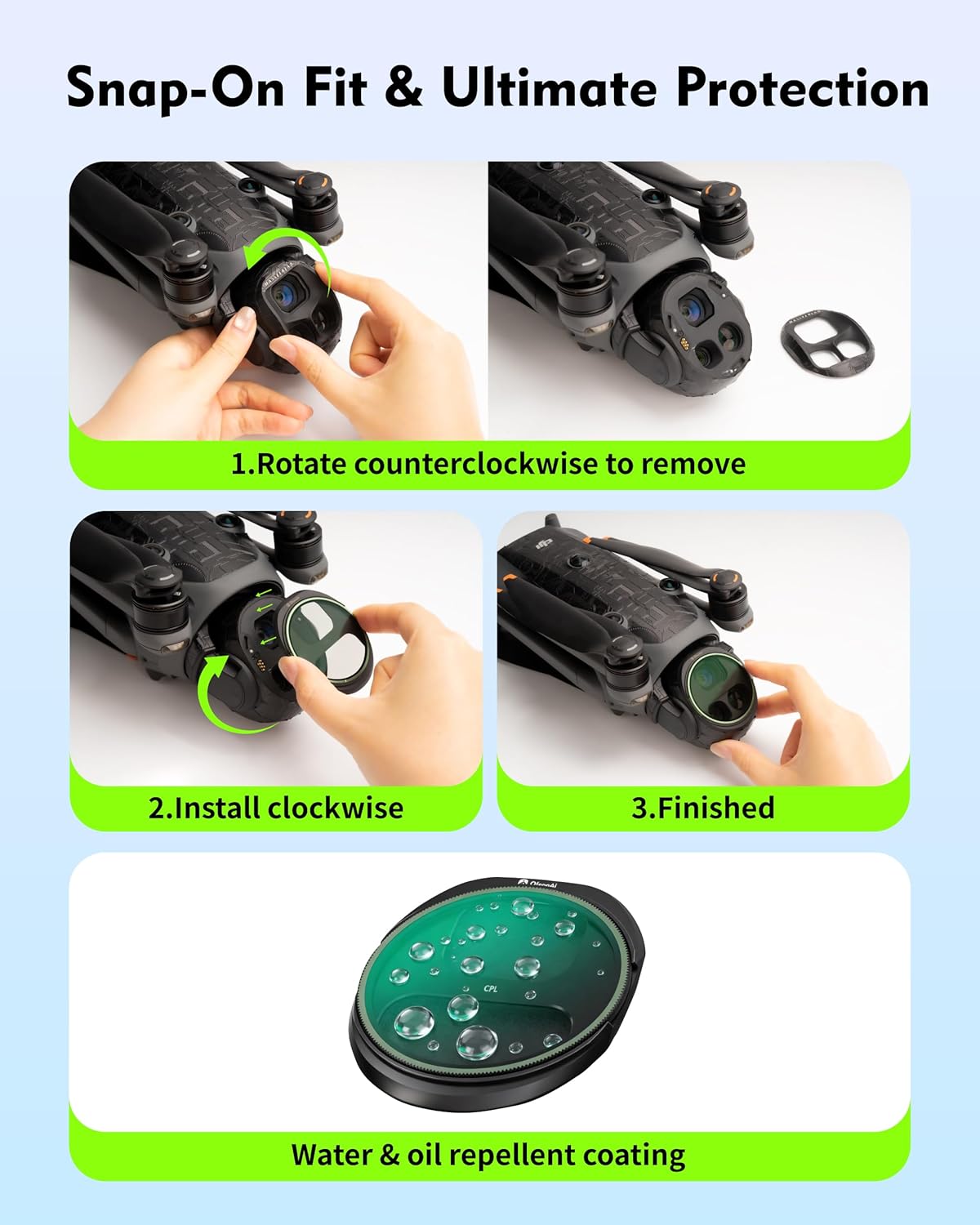 4-Pack Filter Kit for DJI Mavic 4 Pro, Combo of CPL ND8 ND32 ND64 Lens, Polarizer & Neutral Density Filters for Anti-Glare & Exposure Control, Essential Drone Accessories