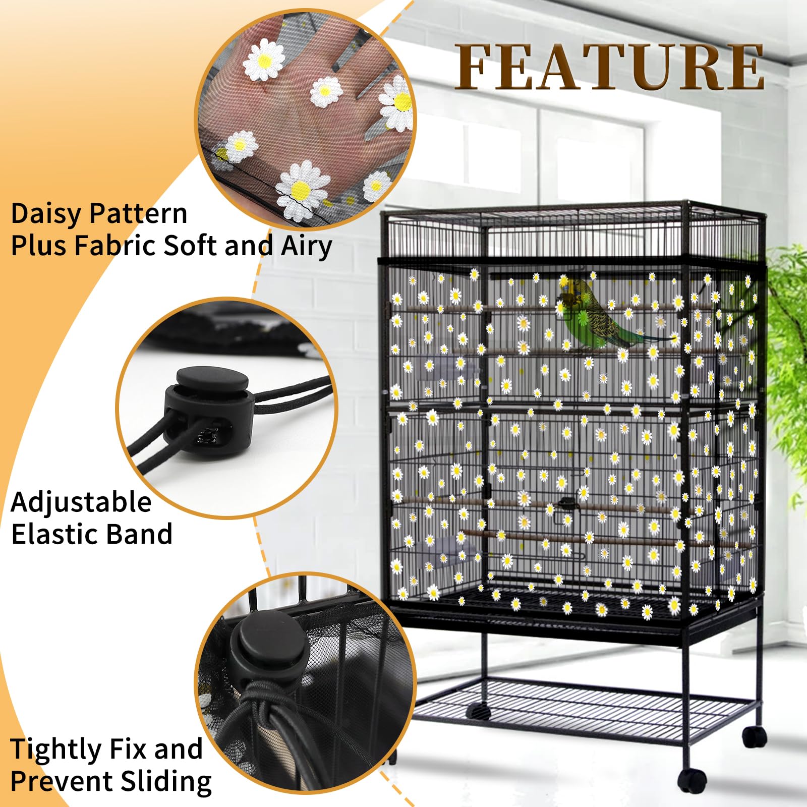 Curated visual reference: Picture Idea: Snapklik Com Daoeny Bird Cage Seed Catcher Large Bird Cage