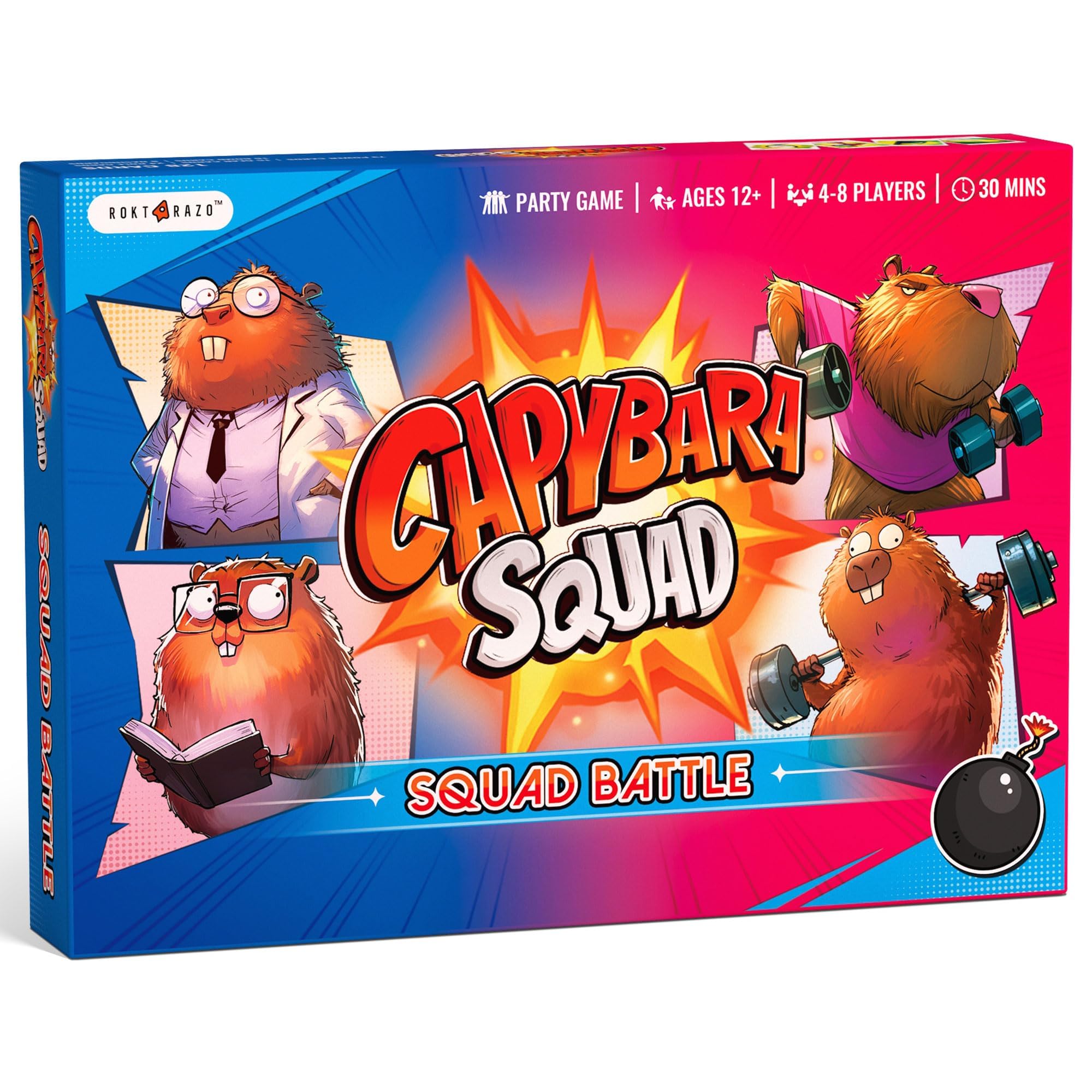 rokt&raz Capybara Squad: Squad Battle Edition | Versteckte Rollen, Bluff & Trust No One | Neue Power-Karten und Ausrüstungen | Lustiges, schnelles Kartenspiel für Kinder, Teenager und Familie
