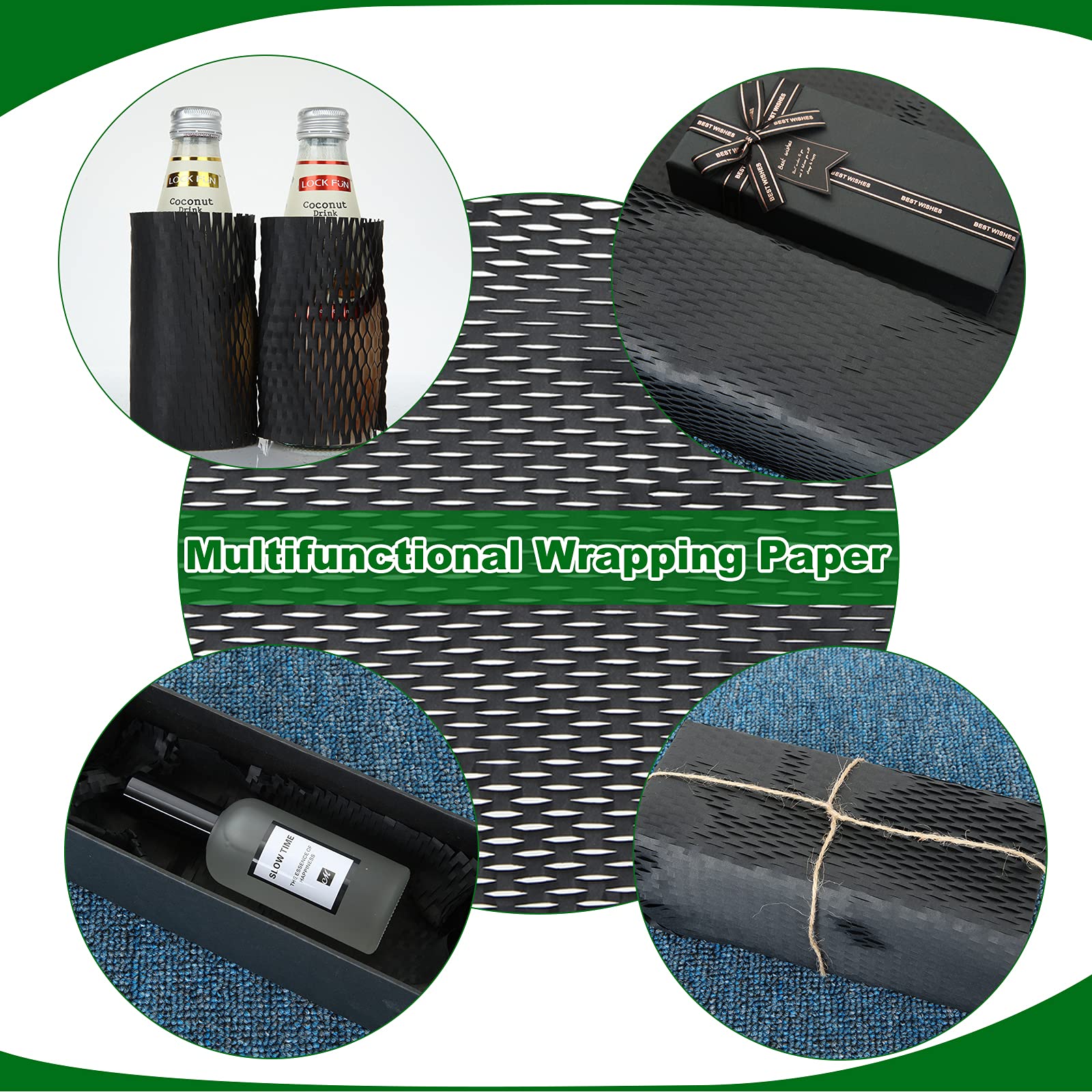 Black Cushioning Packing Paper Roll 15"x98' Paper Packaging