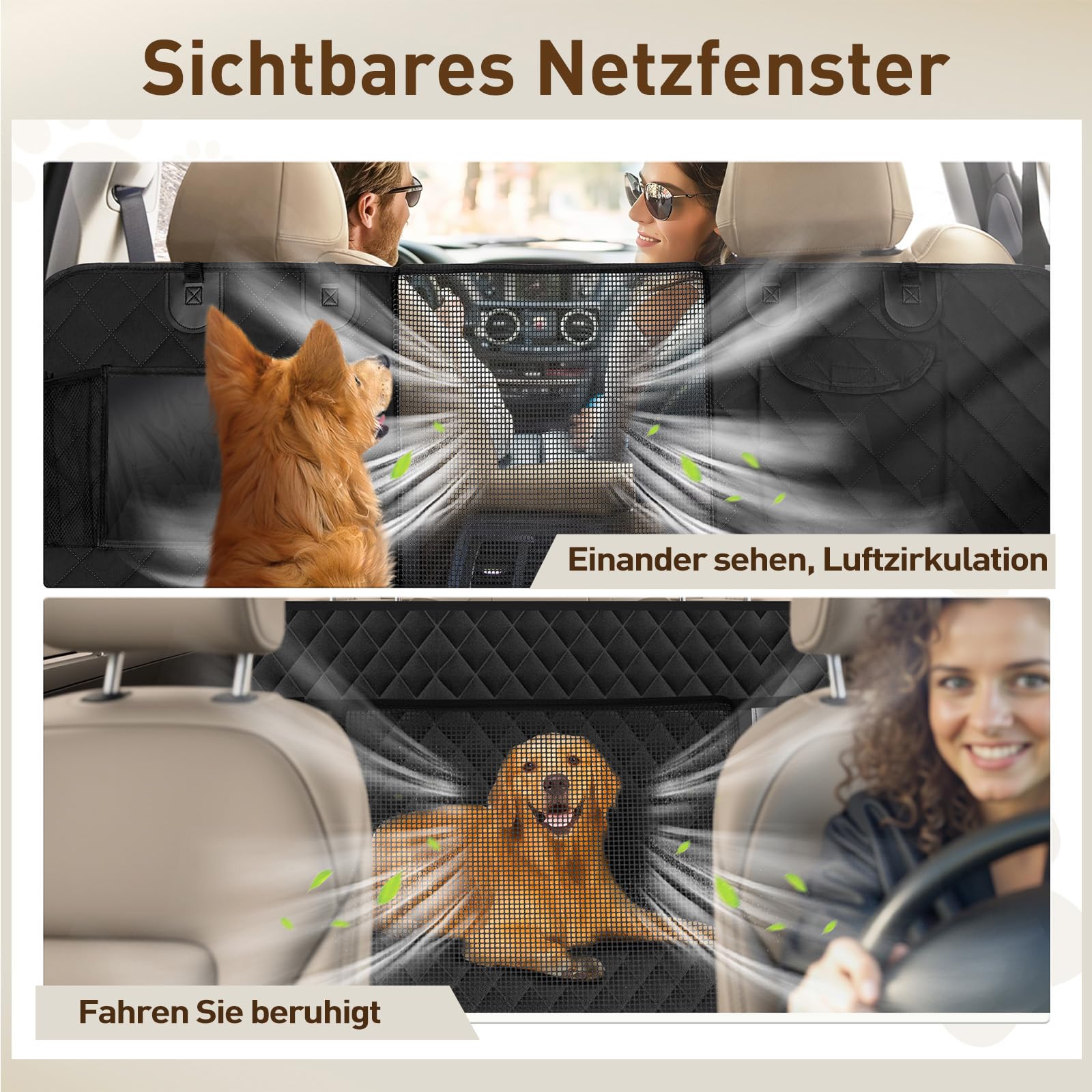 Gimars Hundedecke Auto Rückbank, 157x137cm Große Verdickte Kratzfest Wasserdicht Hunde Autositz Rückbank, Universal Hundedecke Auto Mit Abnehmbarer Vorderer Abdeckung Und Sichtfenster Für PKW LKW SUV