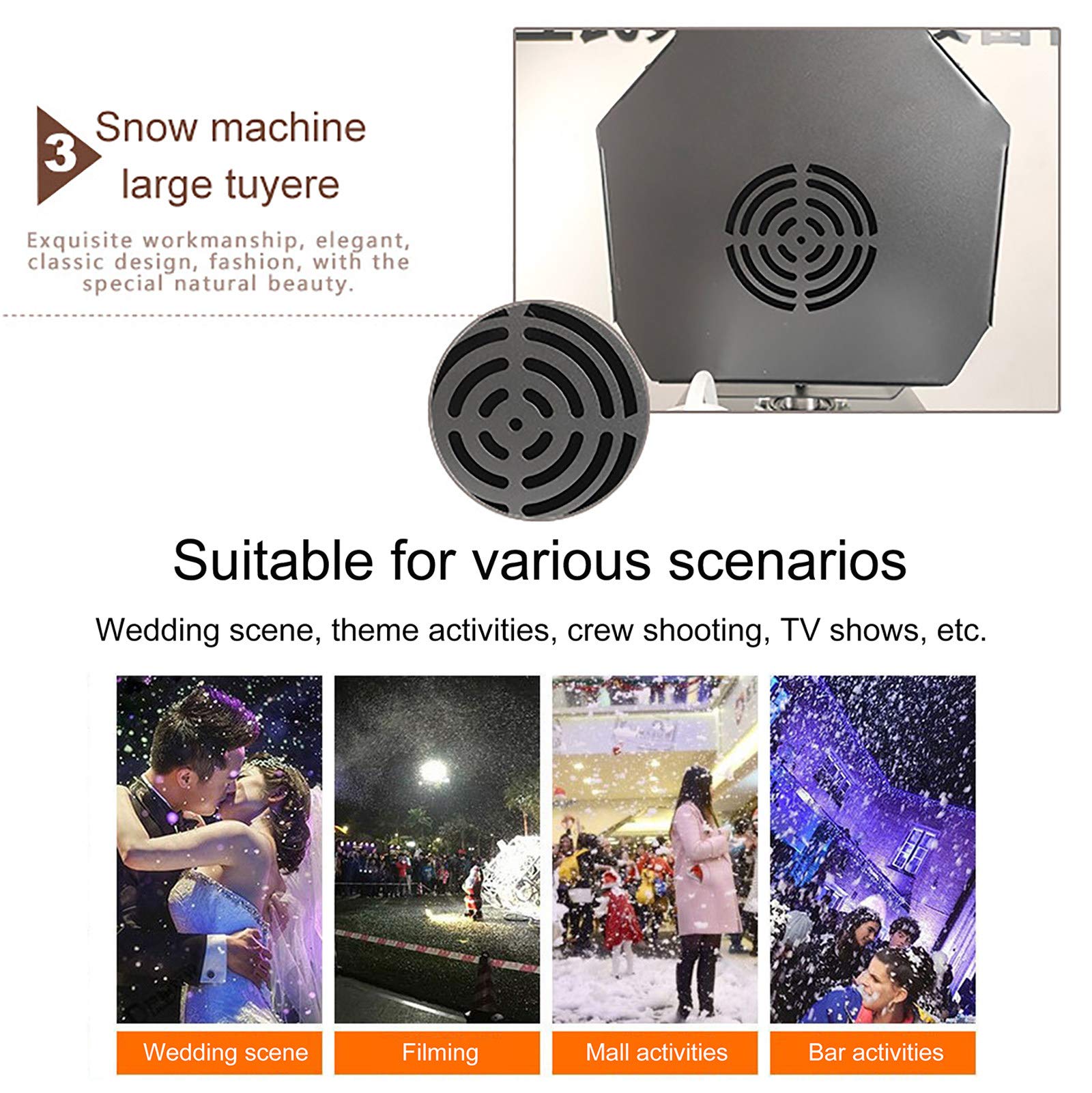 2000w Maschine für Schnee, Tragbare Party Schneekanone Effektmaschine mit Fernbedienung, Schneeflockenmacherin für DJ Partys, Weihnachten, Sprühabstand von 3-5m