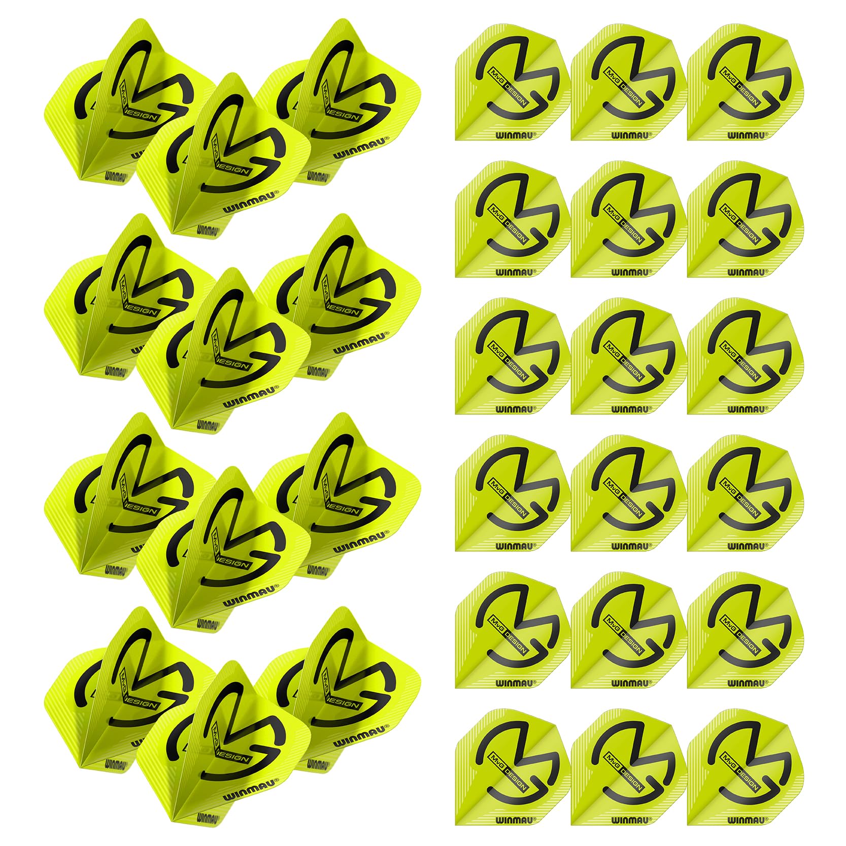 WINMAU MvG Michael Van Gerwen Mega Standard Green Dart Flights - 10 sets per pack (30 dart flights in total)