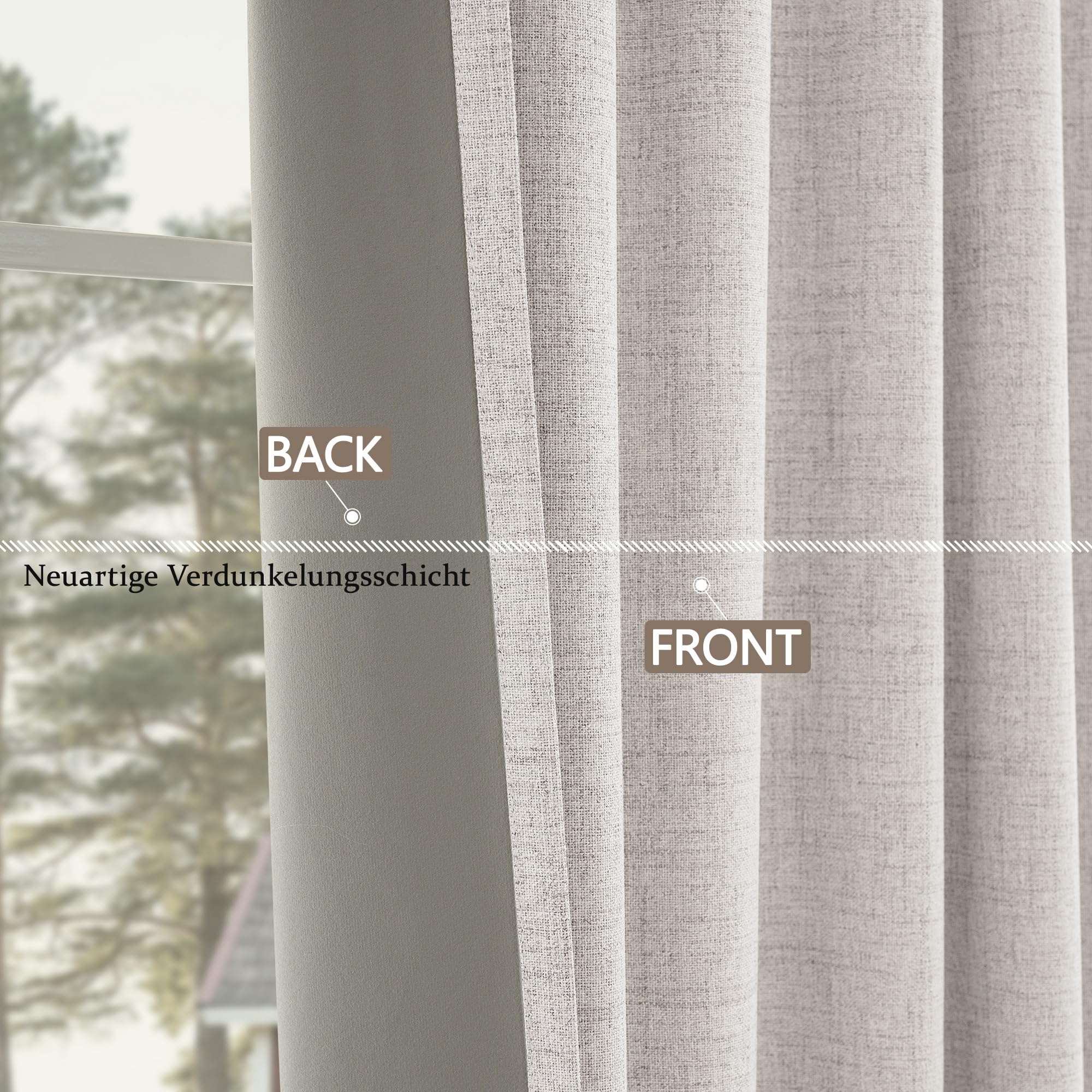 CUCRAF Vorhang 100% Blickdicht Leinen Gardinen mit Ösen Verdunklungsvorhänge Gardinen Weiß H245 x B140 cm 2er Set, Thermovorhang Kälteschutz Schallschutz Vorhang für Wohnzimmer Schlafzimmer
