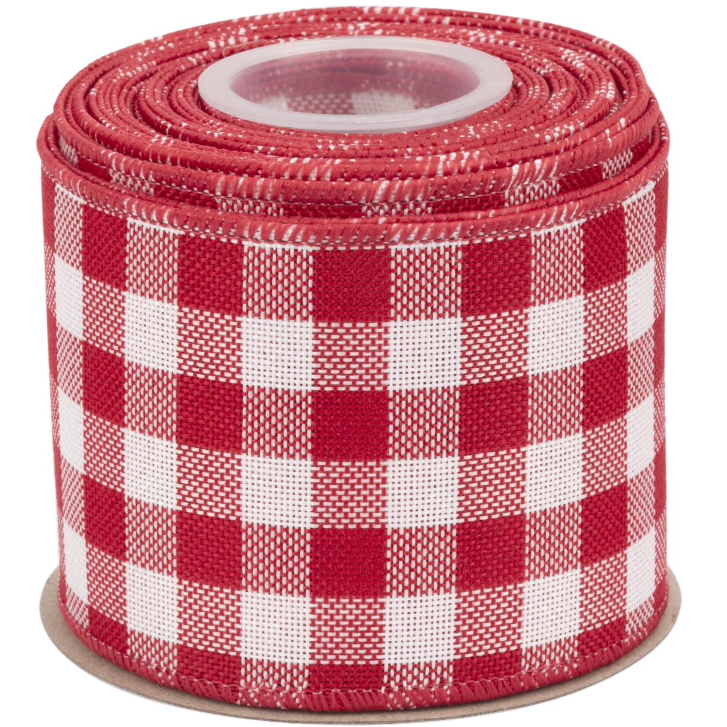 Joycrosso Wired-Edge Checkered Burlap Ribbon, 75mm x 9 Meter, Red/White, Buffalo Plaid Ribbon for Gift Wrapping, Christmas Decorations, Wreaths, Big Bows, Rustic Farmhouse Holiday Decoration