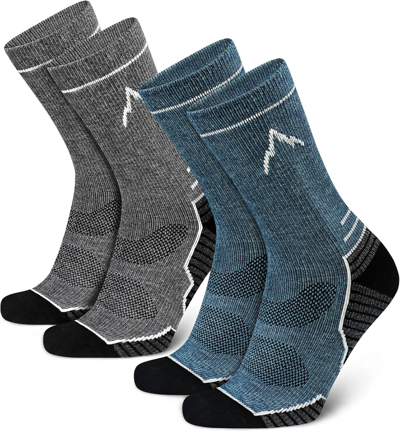 SIXDAYSOX Mens Merino Wool Hiking Socks, Moisture Wicking Cushioned Hiking Socks for Outdoor Trekking Cycling, 2 Pairs SIXDAYSOX Mens Merino Wool Hiking Socks, Moisture Wicking Cushioned Hiking Socks for Outdoor Trekking Cycling, 2 Pairs