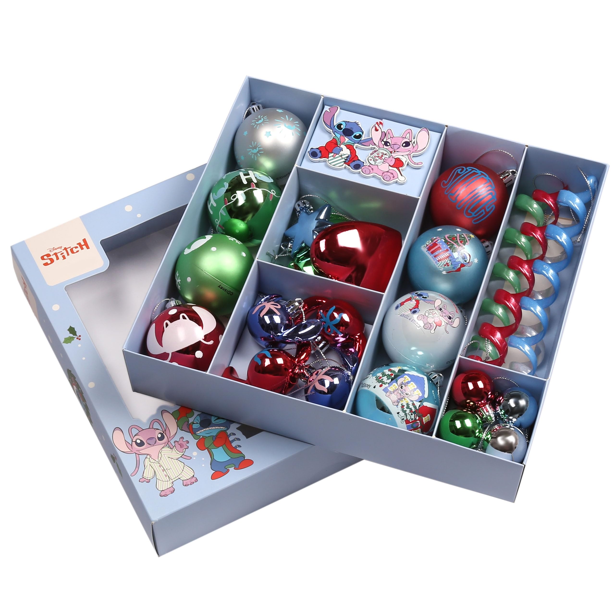 Disney Stitch Angel Weihnachtskugeln aus Kunststoff, 25er-Set(E)