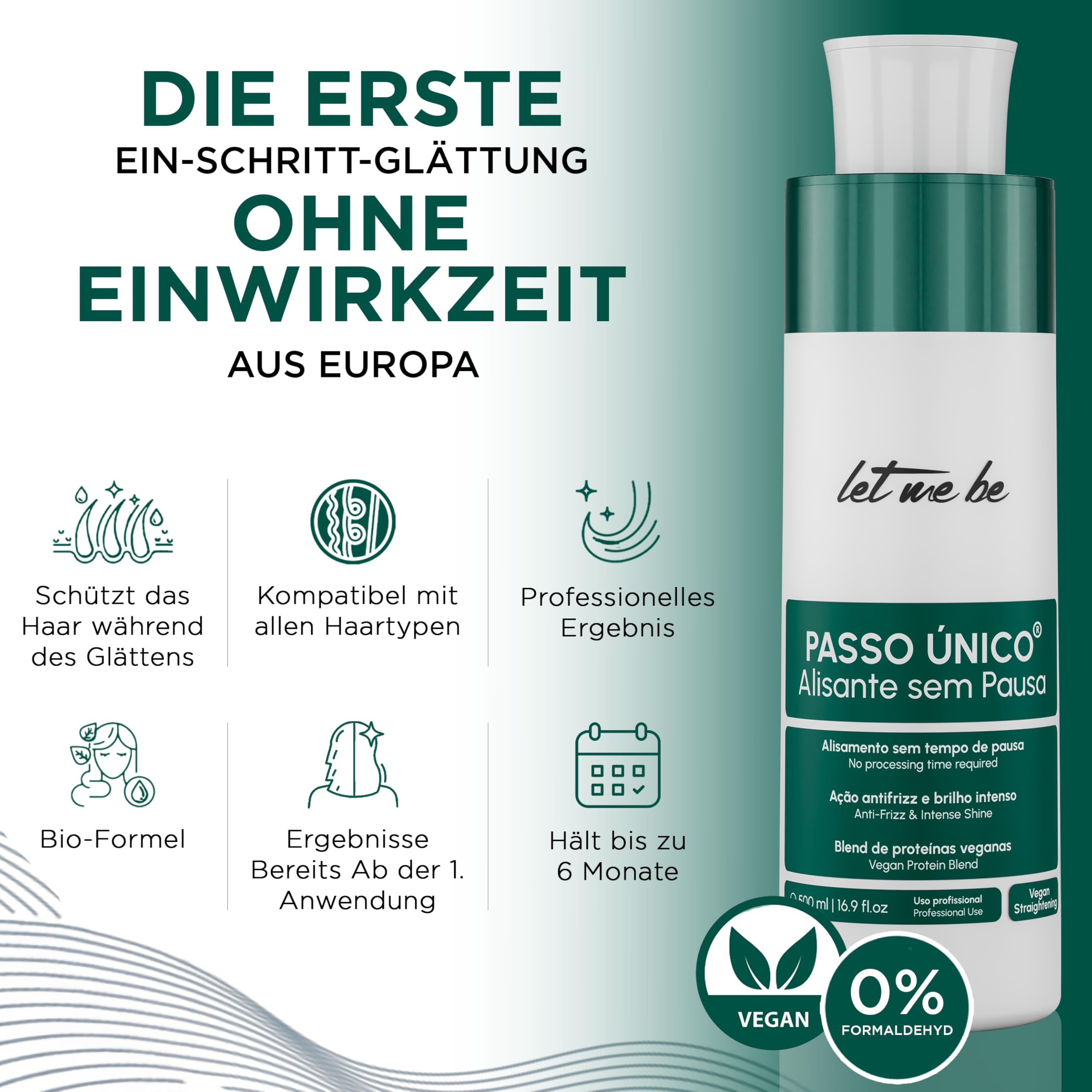 Let Me Be – NEUES BRASILIANISCHES GLÄTTUNGSPRODUKT OHNE WARTEZEIT! Vegan & Formaldehydfrei, Keratin Haarglättung mit Aminosäuren, hydrolysiertem Keratin, Anti-Frizz Pflege - 500ml