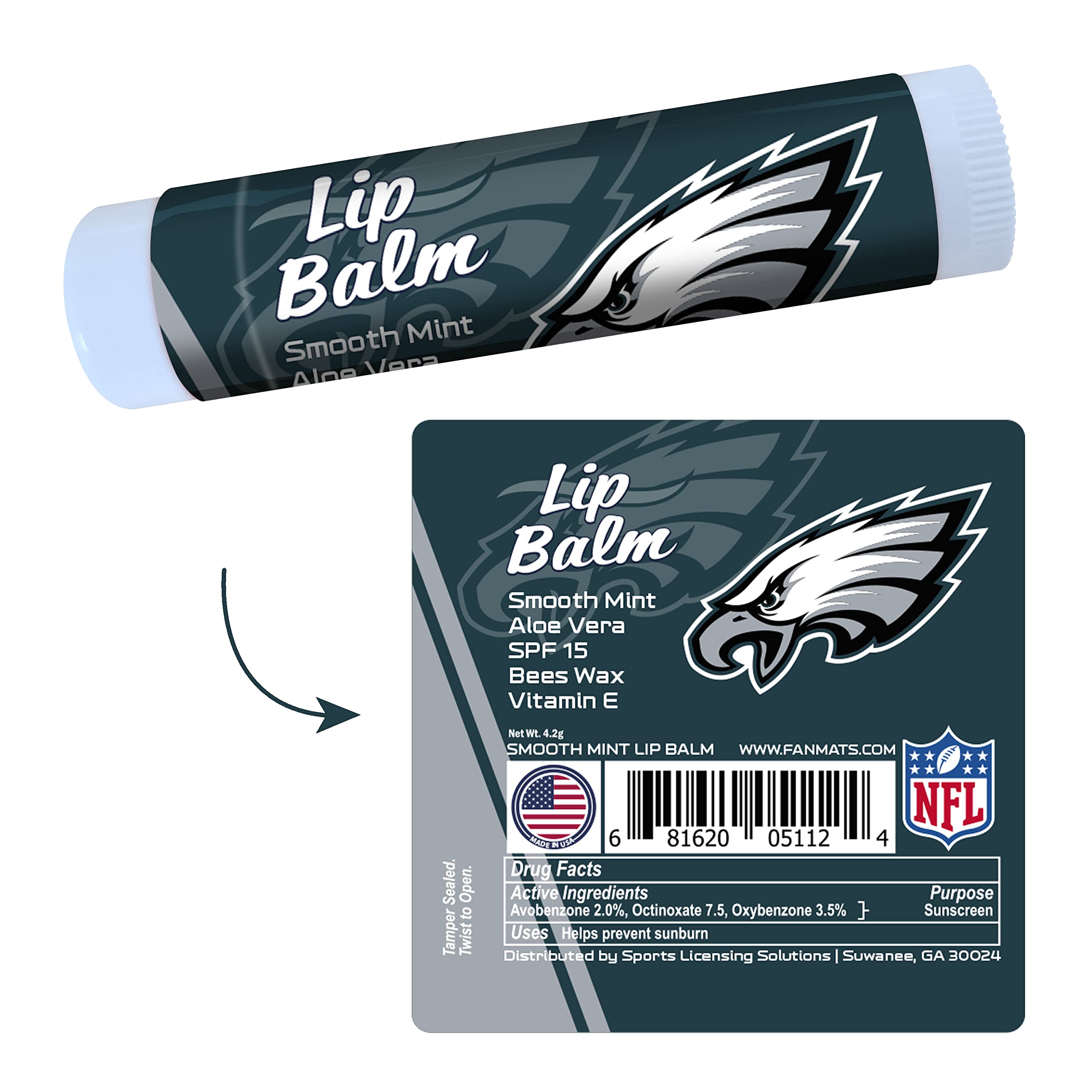 FANMATS34728 Philadelphia Eagles Smooth Mint SPF 15 Lip Balm