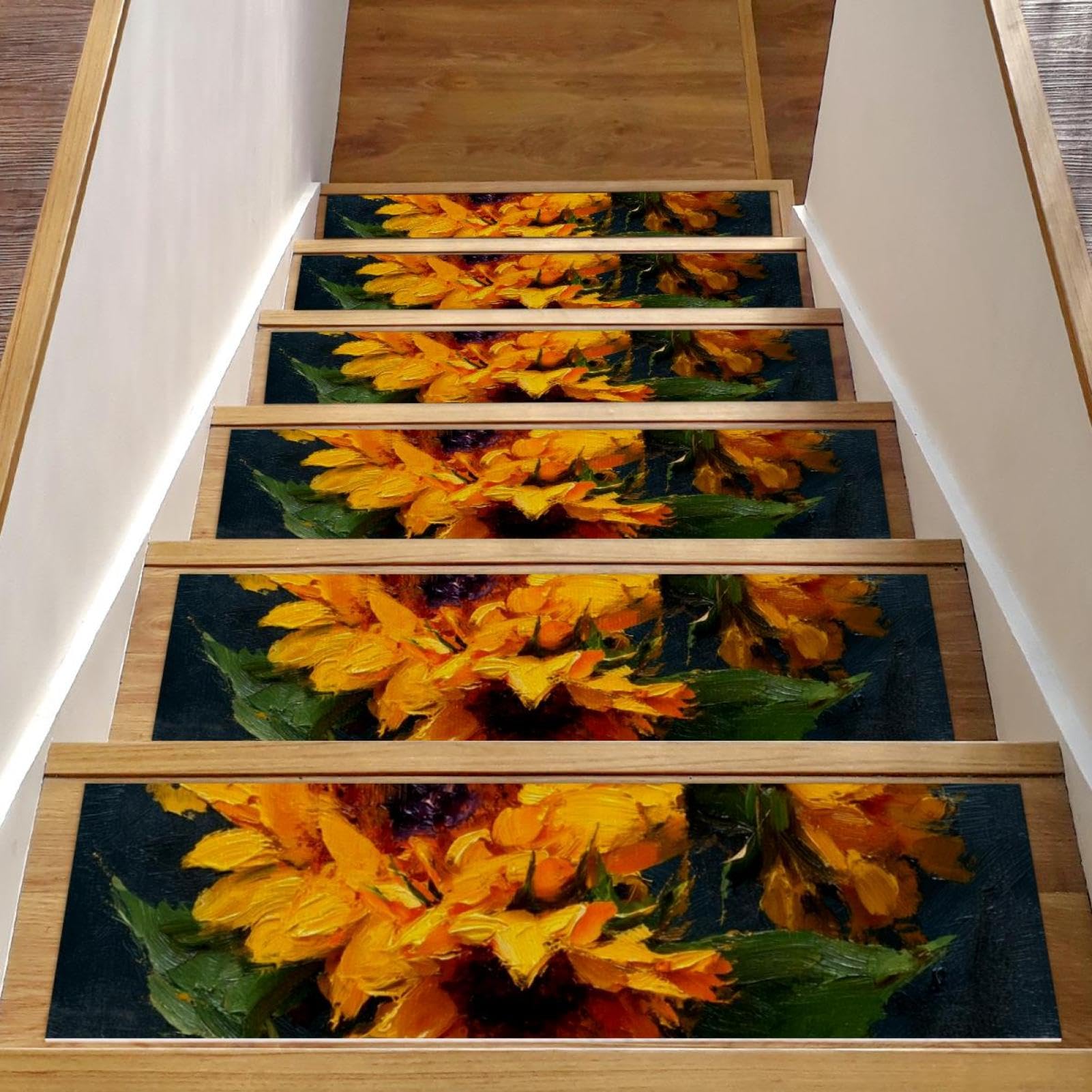 Tapis d'escalier motif tournesols pour une maison chaleureuse