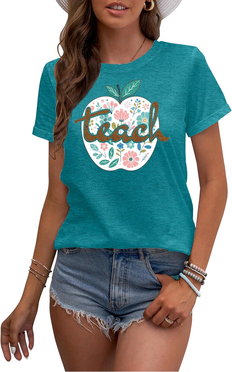 LAZYCHILD Teacher Shirts for Women: Teacher T-Shirt Apple Graphic Shirt Teaching Life Teacher Gifts Tees Tops - Image 4