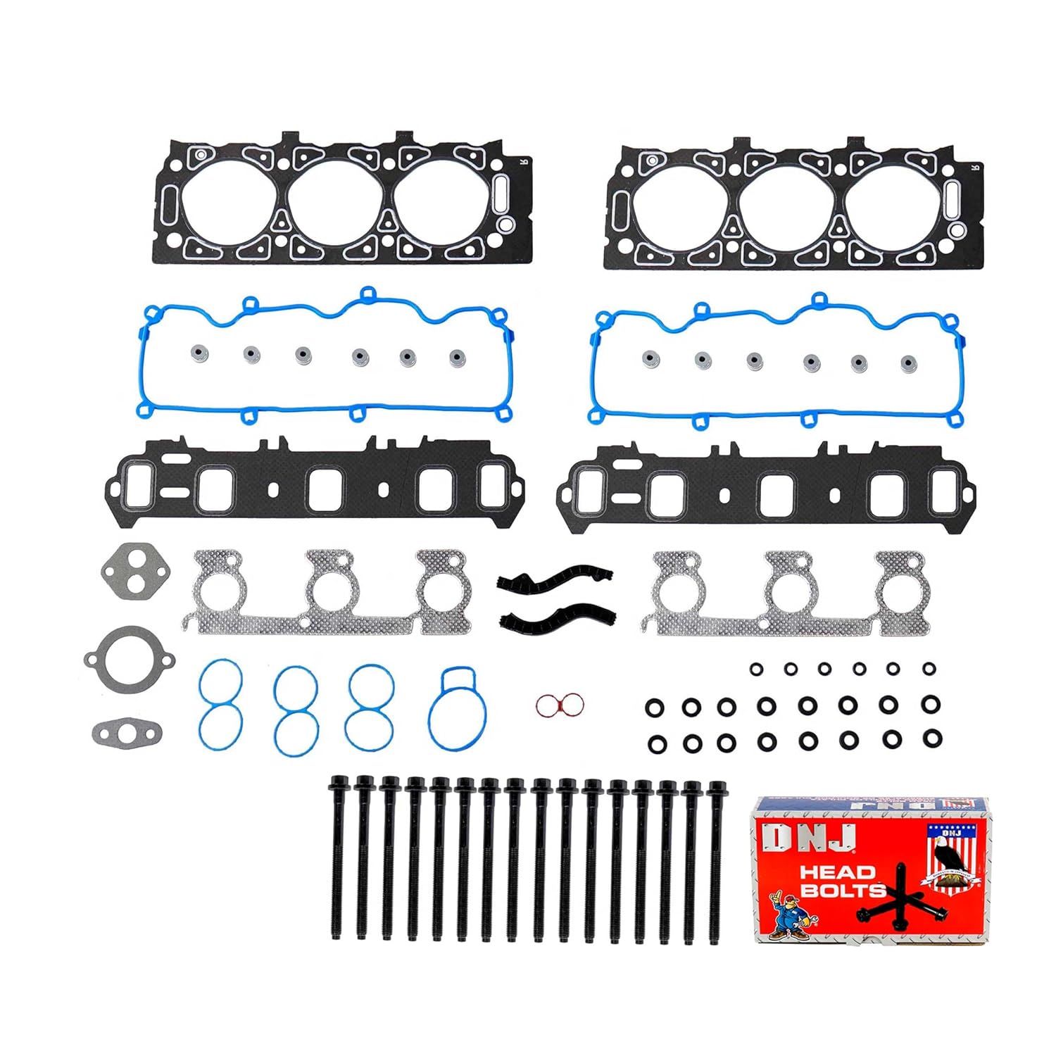 DNJ HGB4146 Cylinder Head Gasket Set with Head Bolt Kit for 2002-2008 Ford Mazda B3000 Ranger 3.0L V6 12V OHV 2986cc
