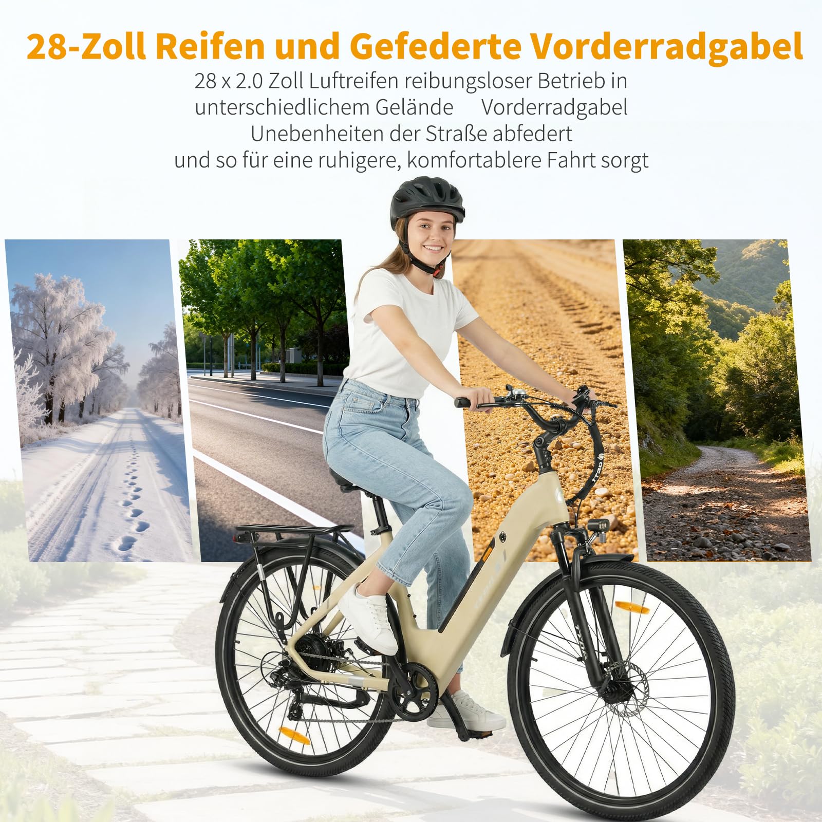 ttgo 28 Zoll E-Bike für Erwachsene, Elektrofahrrad 250W Motor 36V 18Ah Akku, 80–120 km Reichweite, 25 km/h City ebike mit 7-Gang Schaltung, LCD Display, E-Bike für Damen Herren, C3 SE