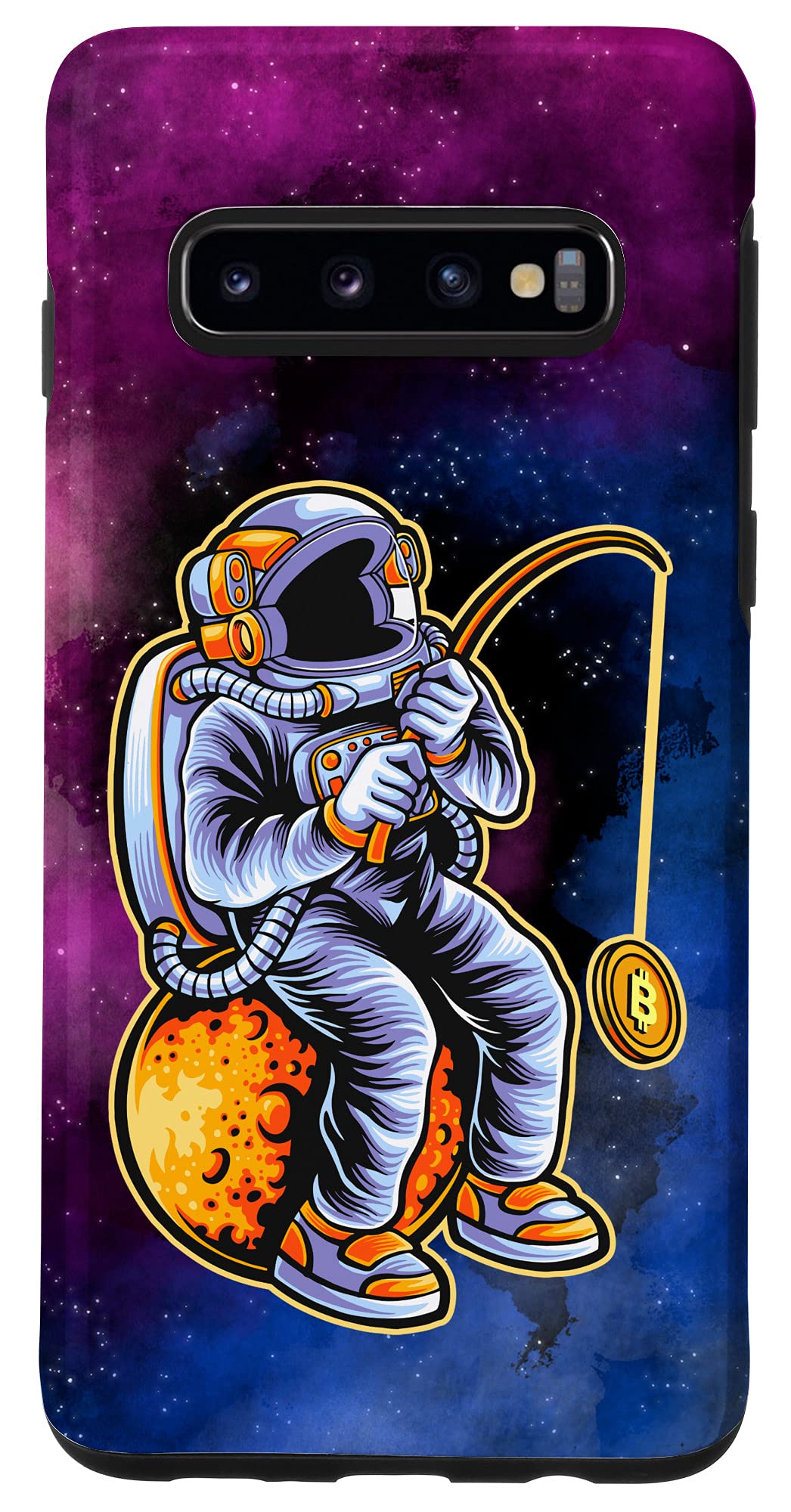 Galaxy S10 Bitcoin Astronaut Spaceman Rocket Crypto Galaxy Stars Design Case