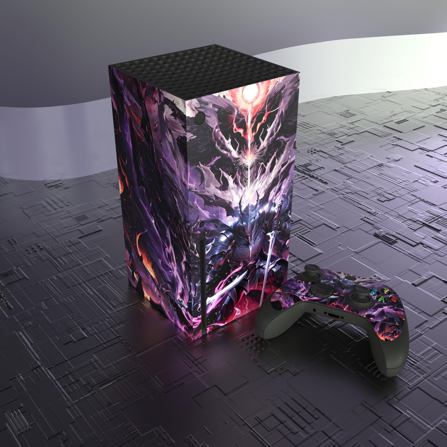 PlayVital Skin Autocollant Decal pour Xbox Séries X Console Manette,Habillages Vinyle Cover Sticker pour Xbox Séries X Console-Chevalier du Mal