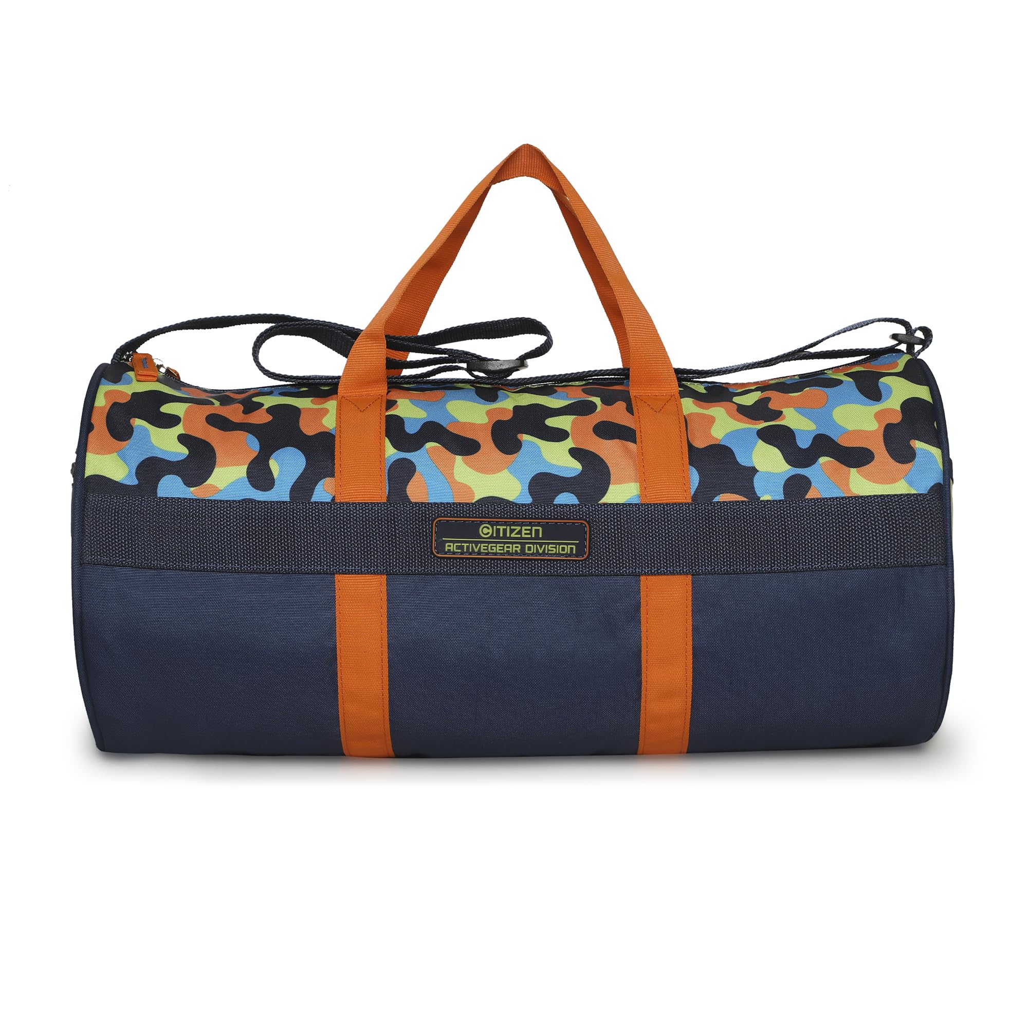 Citizen Digital Printed 23.5L Gym Duffel Bag with Main Compartment, Quick-Access & Mesh Side Pocket, Adjustable Shoulder Strap, Lightweight Breathable Fabric,Perfect for Men & Women-Navy Blue, Orange-picture-38
