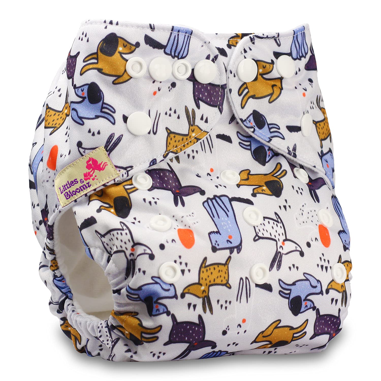 Littles & Bloomz, Reusable Pocket Cloth Nappy, Fastener: Popper, Set of 1, Pattern 41, Without Insert — image 1
