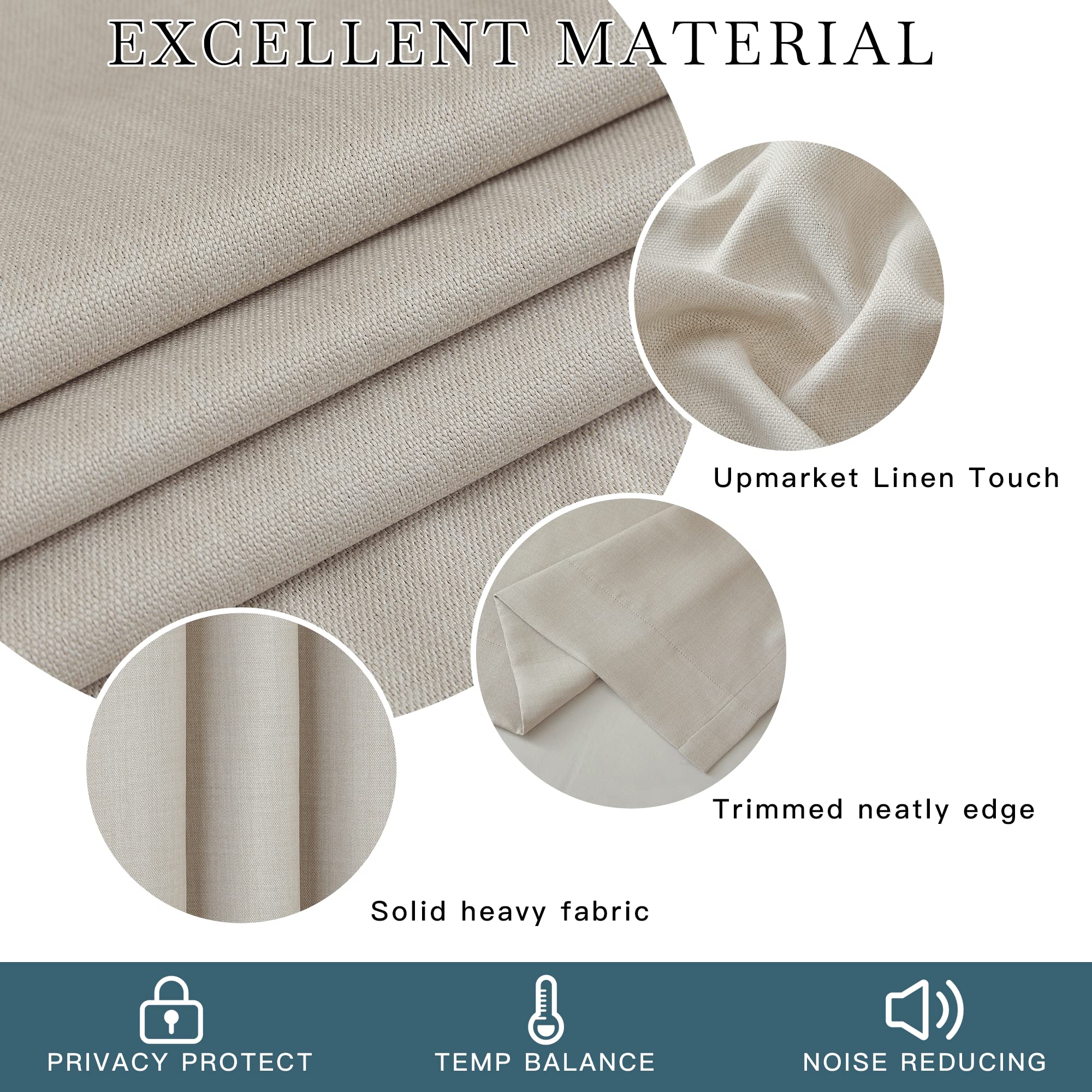 PONY DANCE Linen Curtains for Bedroom, Long Blackout Curtains with Top Eyelet - Image 3