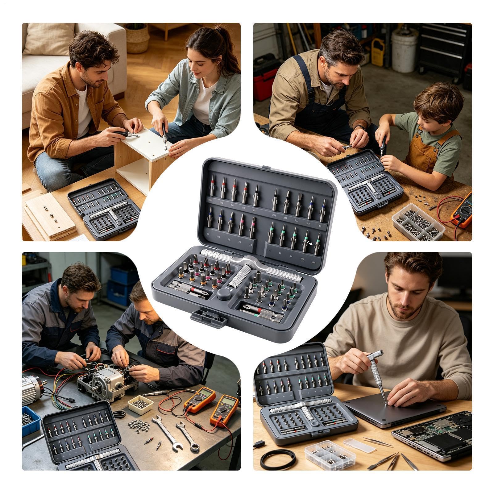 Set di cacciaviti a cricchetto 60-in-1 strumento di riparazione automobilistico magnetico con | Set di cacciaviti a cricchetto per riparazione elettricista HVAC Tech Meccanico Automotive Casa