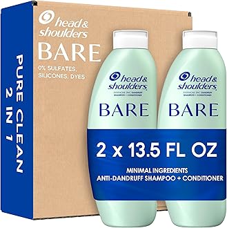 Anti-Dandruff Shampoo and Conditioner, BARE Pure Clean 2-in-1 Twin Pack, 1% Pyrithione Zinc, Scalp Care, Sulfate-Free, Silicone-Free, 13.5 fl oz Each