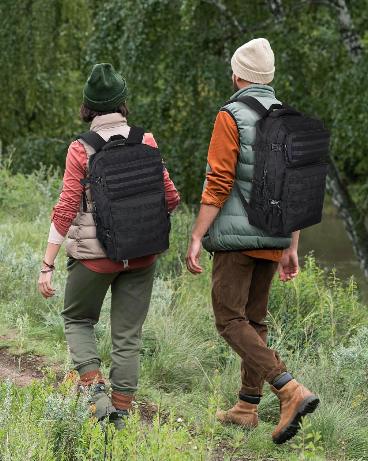 Zaino Militare Tattico 20L, Zaino Tattico Impermeabile, Zaini Trekking Escursionismo Multitasche per Campeggio Pesca Viaggio, Nero