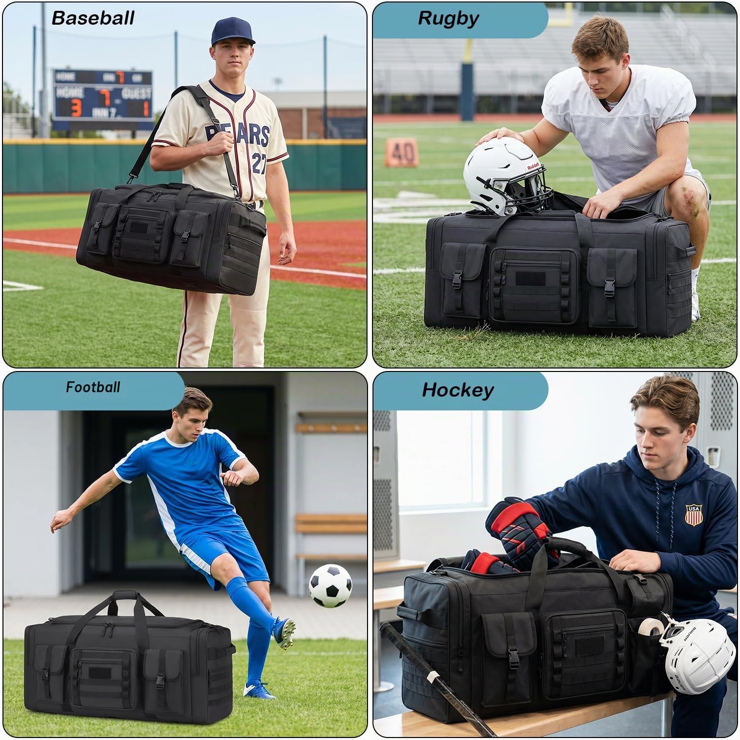 Sac de Voyage XXL 135L Cabine Homme, Grand Sac de Sport avec Compartiment à Chaussures