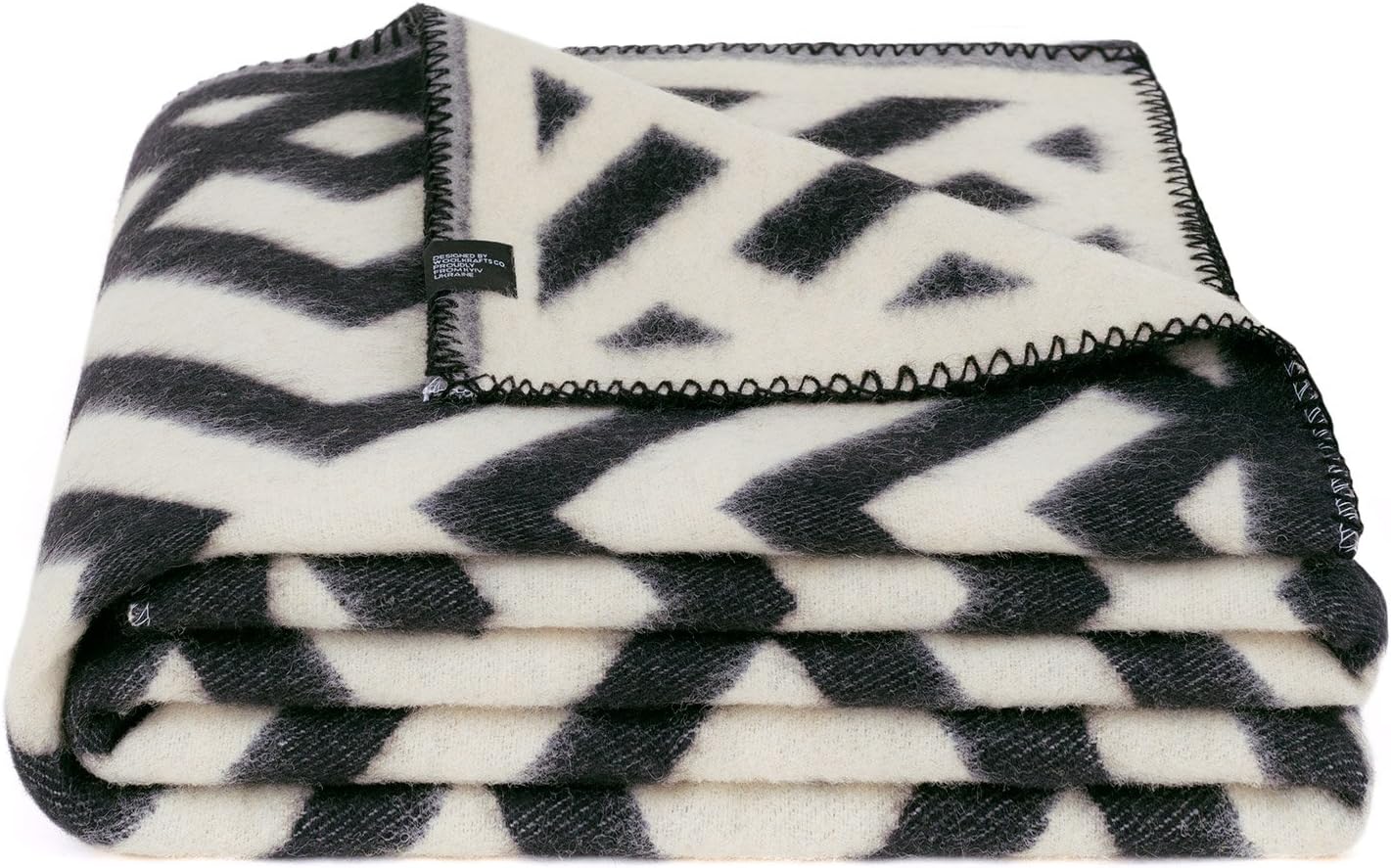 Merino Wool Blanket 100 Black White. Throw Blanket for Home and Camping. Plaid Nice for Babies Children. Twin Size 140x200 Warm and Washable Wool Blanket. Full Size Bed Sofa Kross