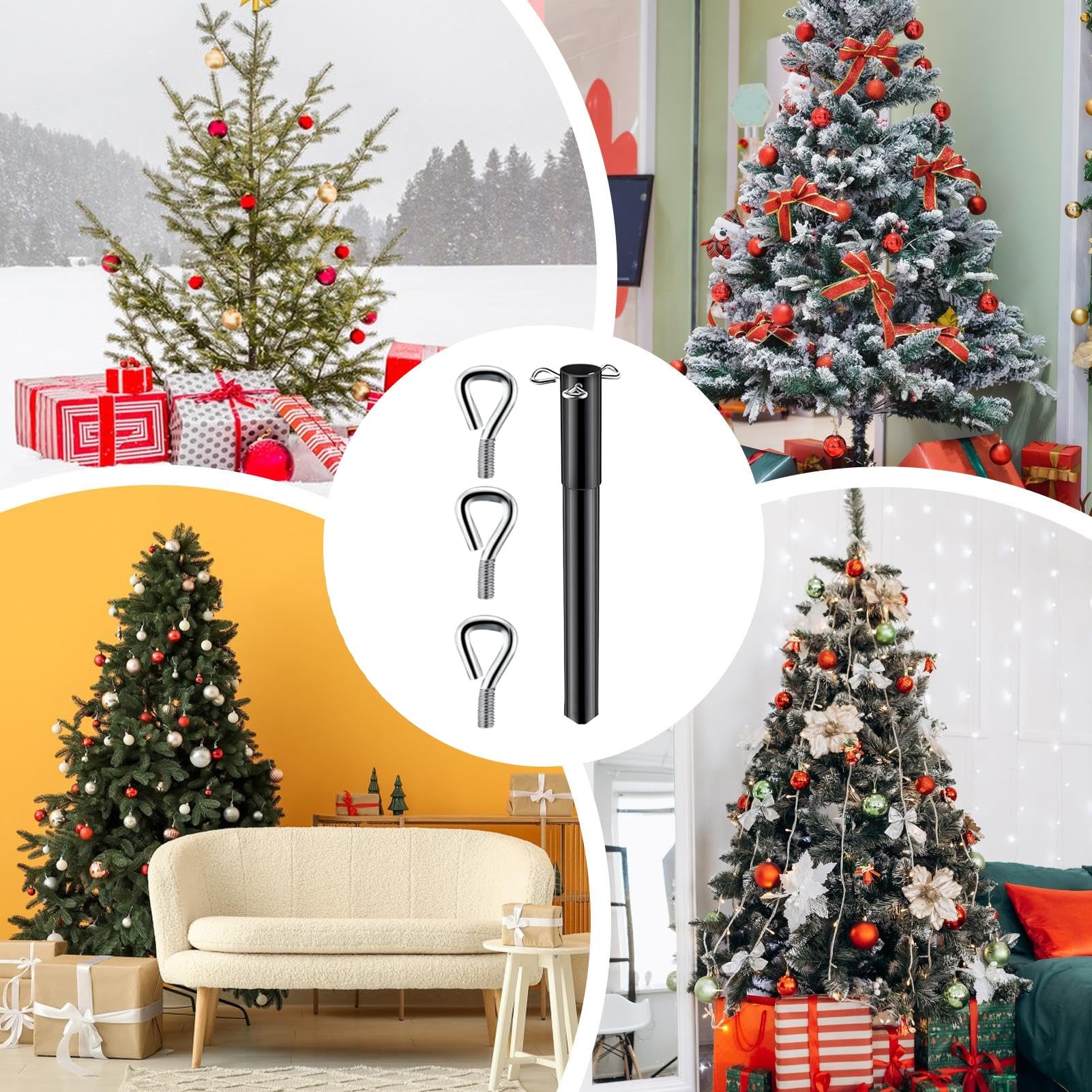 Rallonge Hauteur Réglable Sapin Noël 1,3-3,2 Cm – Rehausseur Tige Base Métal – Extension Sapin 35 Cm