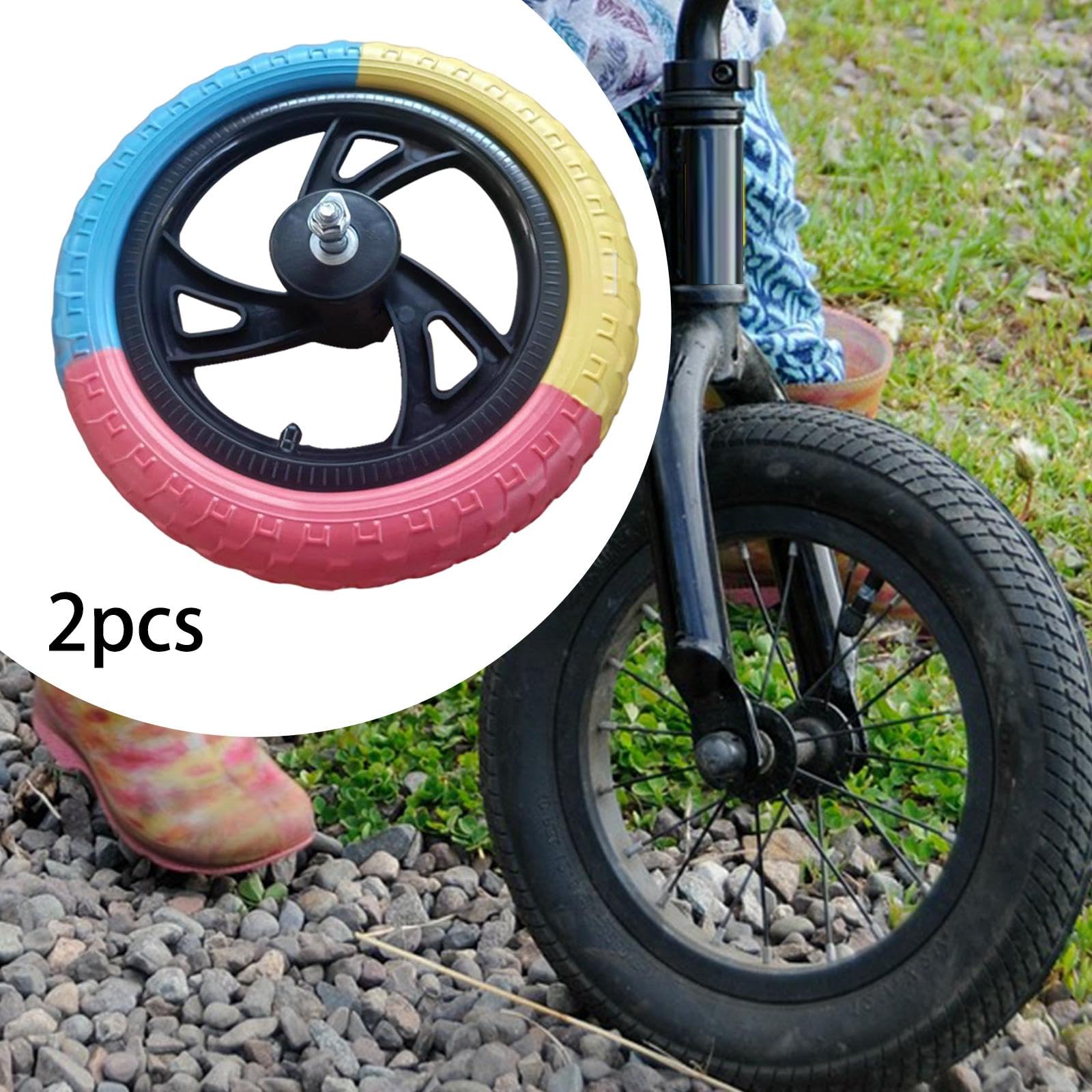 2 Stück 12 Zoll Schaumstoff Kinderlaufradräder mit Nylonnabe, Vollgummireifen (luftlos), Einfache Montage, Reparaturteile, Ersatzteil