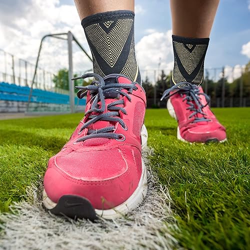 Miniatura 5 de Tobilleras, 2 pares de tobilleras para mujeres y hombres, manga de compresión de tobillo, soporte de tobillo de voleibol para mujeres y hombres,