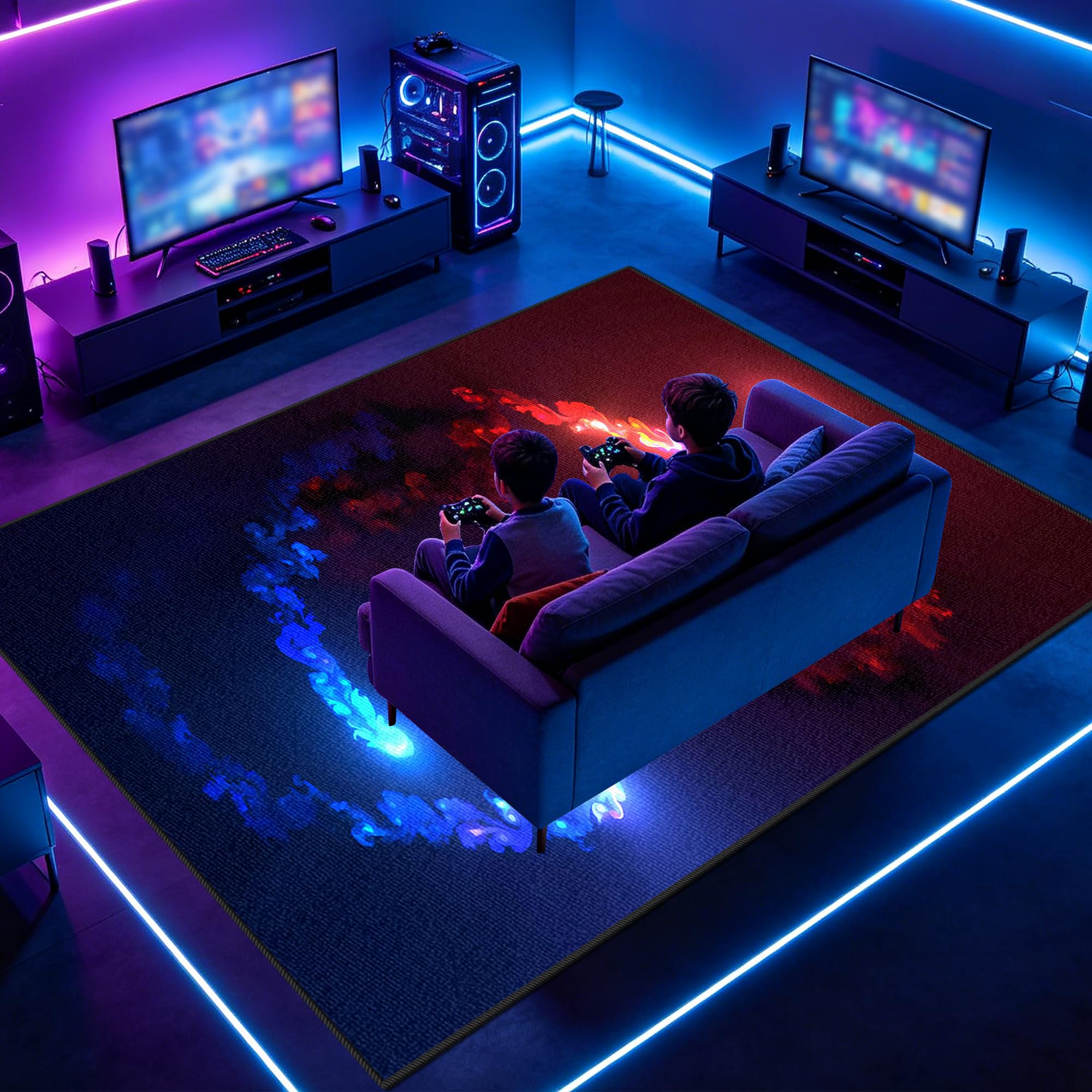ZAJENKUB Gaming Rug for Boys Room Large Gaming Area Rug, Large Rugs Living Room Washable Floor Protector Non-slip Floor Mat for bedroom living room esports room 40x60cm/15.75x23.62inch
