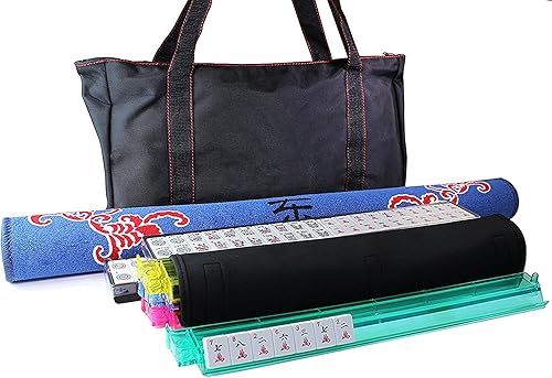 Gratis Mat 315 Mahjong mesa Cover 166Azulejos NegroRojo Bolsa de nailon American Mahjong Set