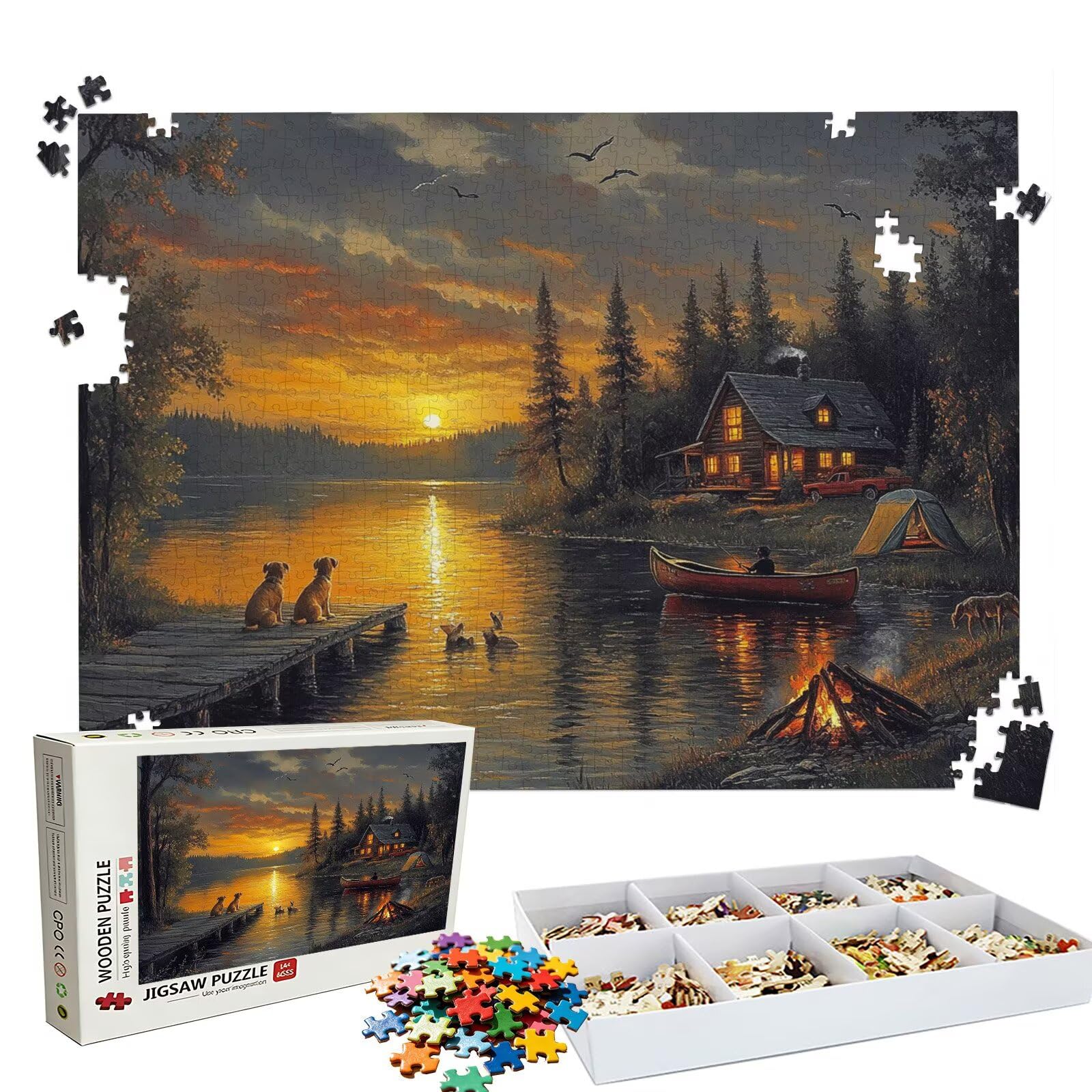 Puzzle lago cabina(3), Puzzle Adulti 3000 pezzi, Puzzles Legno con Squisita Scatola di Imballaggio, Rompicapo per Esperti con Incastro Perfetto, Stampa Alta Definizione, Regalo per Adulti W3H-920