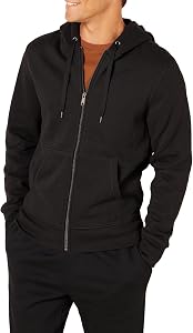 Amazon Essentials Men's Big & Tall Full-Zip Hooded Fleece Sweatshirt, Black, 4X