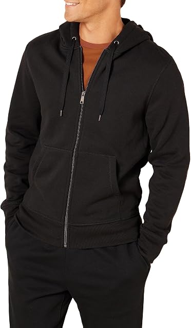 Amazon Essentials Men's Big & Tall Full-Zip Hooded Fleece Sweatshirt, Black, 4X