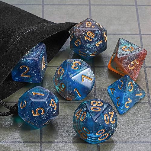 Miniatura 6 de CiaraQ DND - Juego de dados poliédricos con una bolsa de dados negra para juegos de mesa de rol D&D RPG MTG