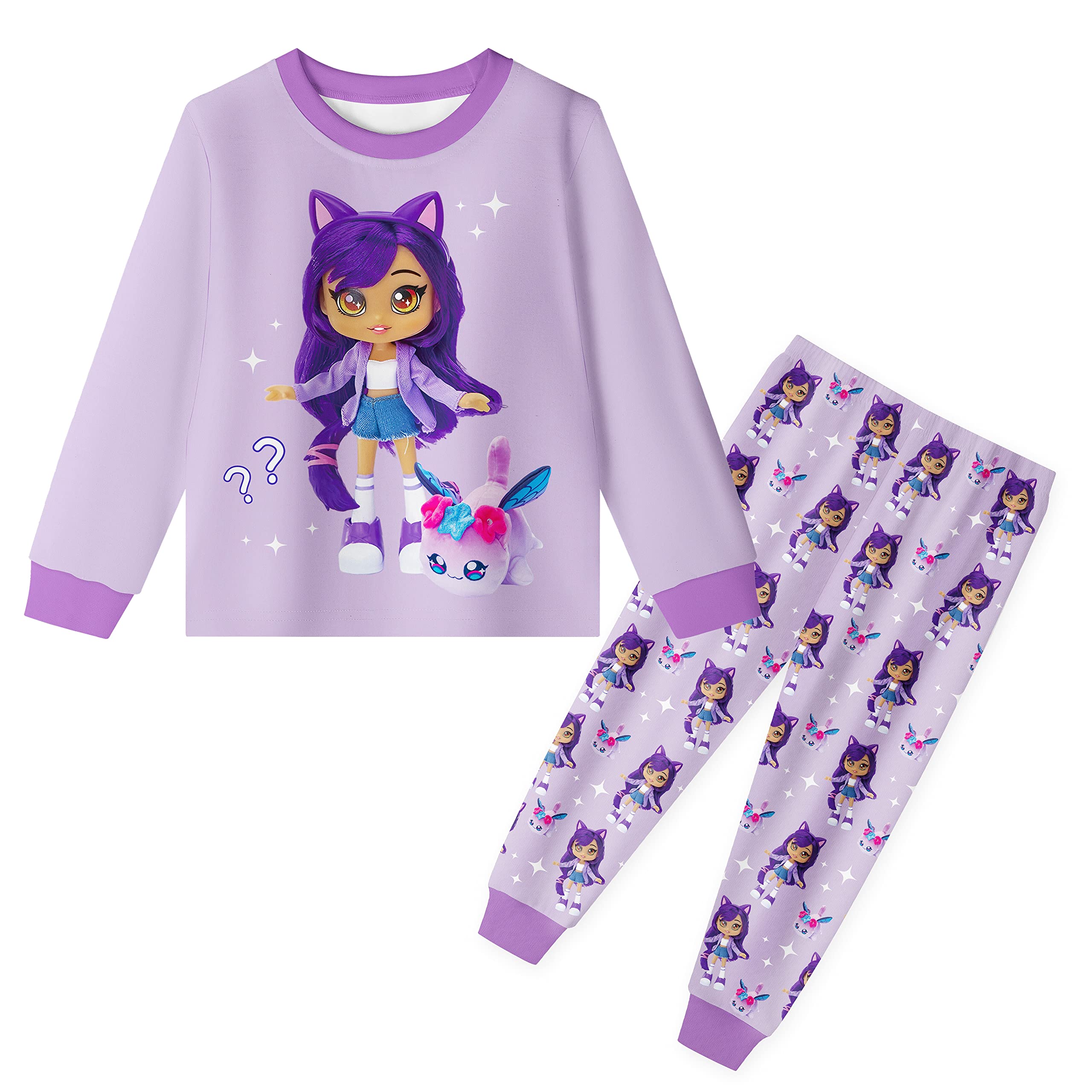 Aepotumn Aphmau Merch Girls Pyjamas Long Pjs 2 Piece Long Sleeve Top Pants Sleepwear Loungewear Suit for Girls