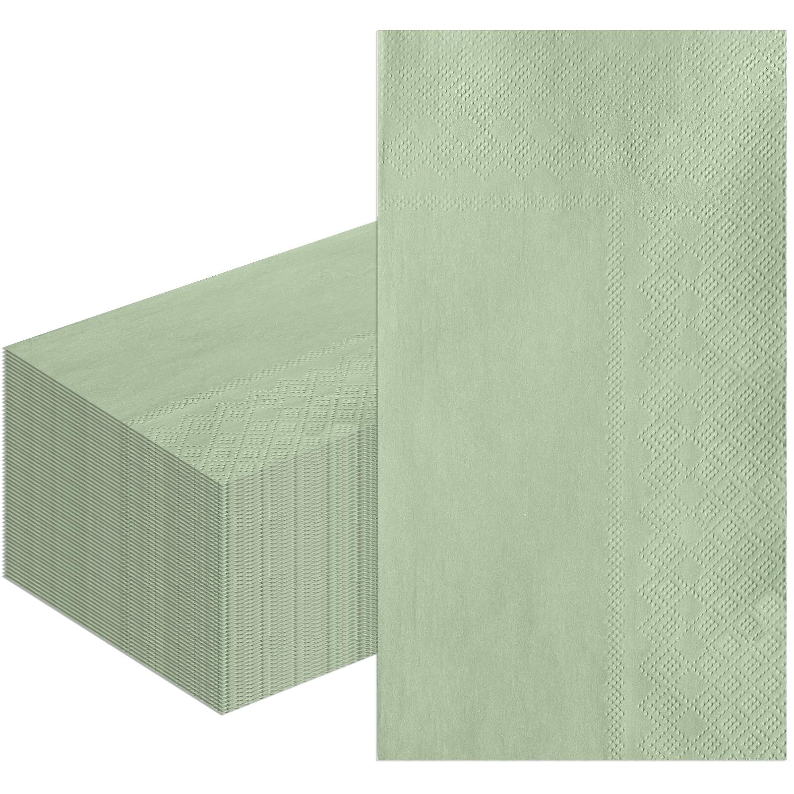 100 Pack Sage Green Paper Napkins Sage Green Guest Napkin Disposable 2 Ply Decorative Solid Color Hand Towels Dinner Napkins for Bridal Shower Baby