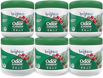 Bright Air 14 oz. Super Odor Eliminator, For Medium-Size Spaces, Winter Pine & Berries Scent, Case of 6, Odor Eliminator & Air Freshener, Natural Essential Oils, Lasts Up to 90 Days Each