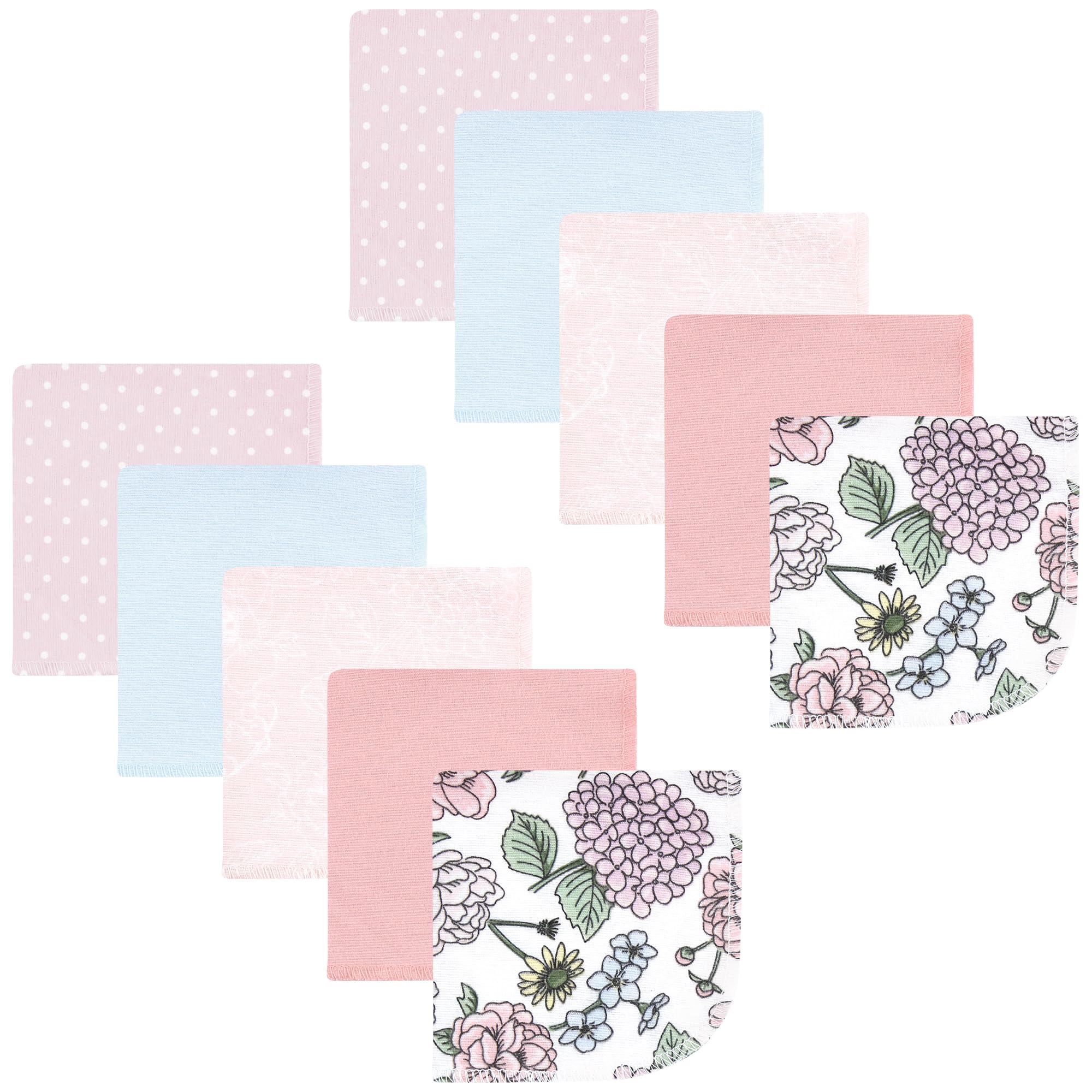 Hudson Baby Unisex Baby Flannel Cotton Washcloths, Vintage Blossom 10 Pack, One Size