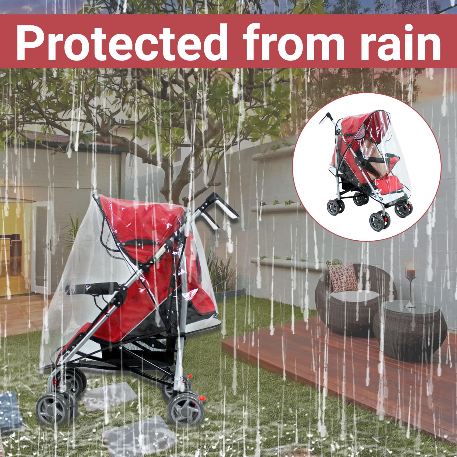 Universal Rain Cover for Stroller,Universal Rain Cover for Pushchair and Stroller Protect from Sun and Snow - Image 4