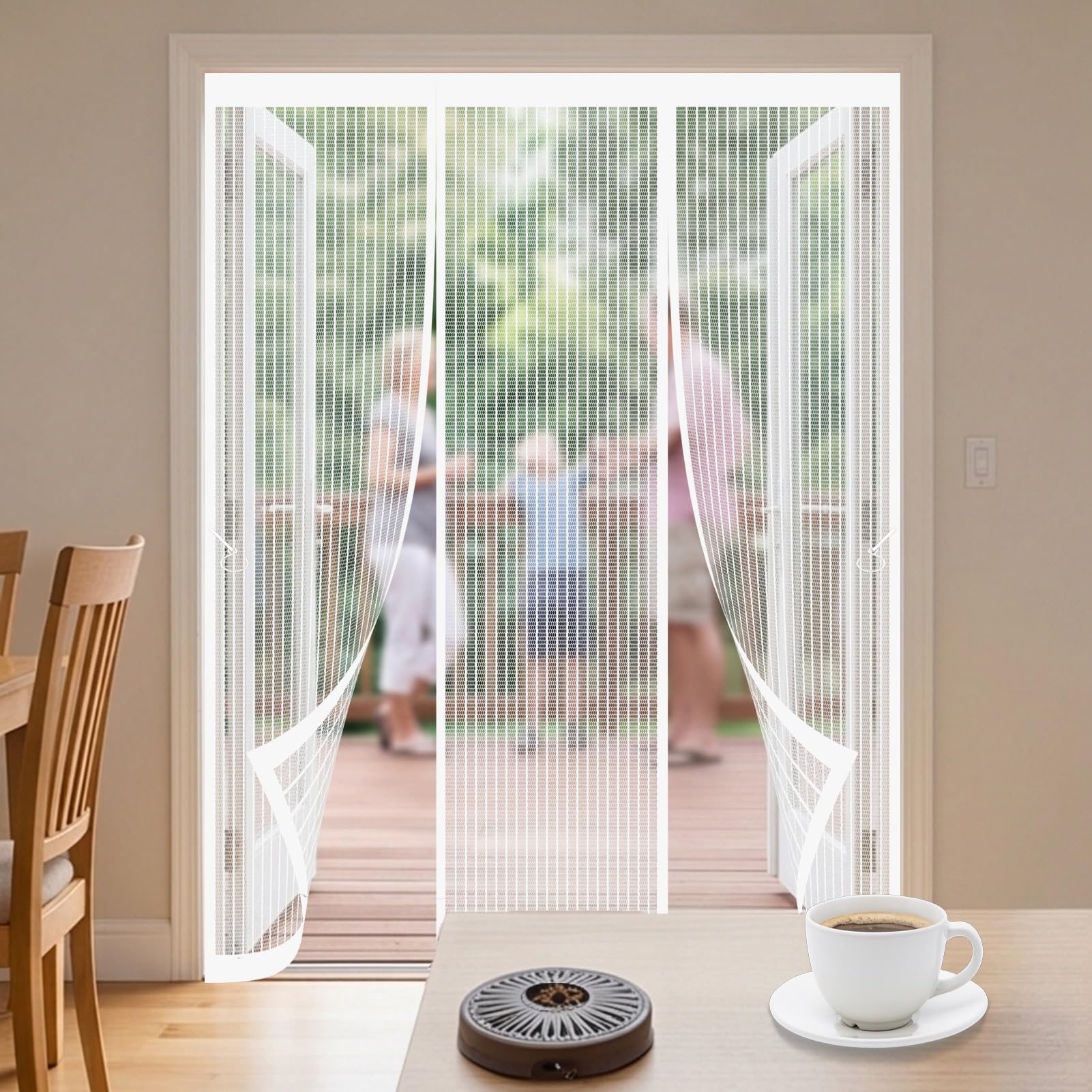 Magnetic Fly Screens for Doors 189 x 265 cm Keeping Out Flies & Bug, Keep Fresh Air in Magnetic Fly Insect Screen Door Hundreds of Sizes for Balcony/Children's Room, White