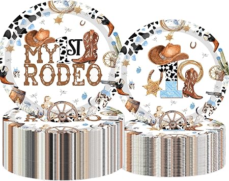 My 1st Rodeo Western Cowboys Birthday Paper Plates My First Rodeo Birthday Party Supplies Cowboys 1st Rodeo Bday My First Rodeo Baby Shower Decor serve 30 guests