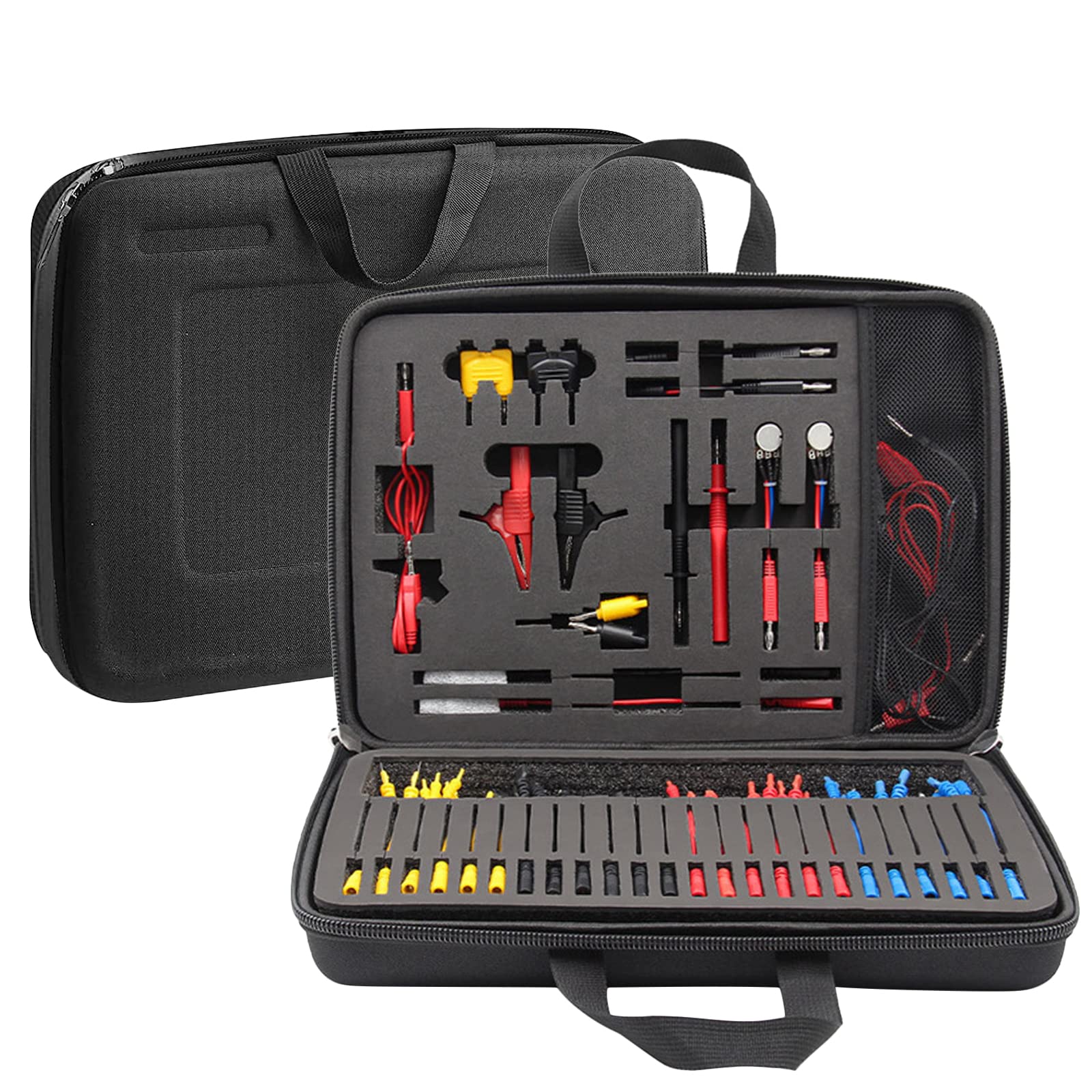Kfz-Messleitungs-Set, 92-Teiliges Multimeter-Messleitungs-Set mit Tragetasche, Elektrische Tester, Drahtanschlüsse, Adapterkabel mit Krokodilklemmen