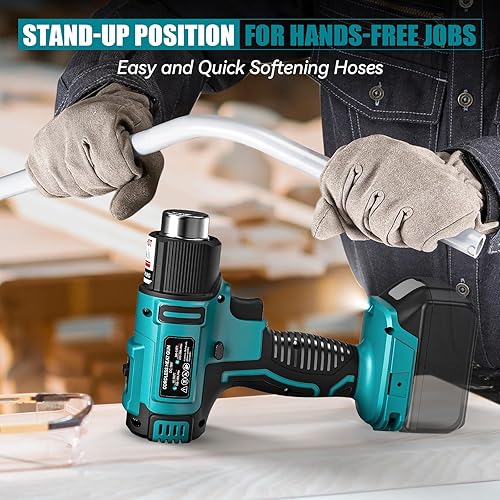 Miniatura 7 de LIVOWALNY Pistola de calor inalámbrica para batería Makita de 18 V funciona con batería inalámbrica, 350 W, 122  a 1022 , pistola de aire caliente