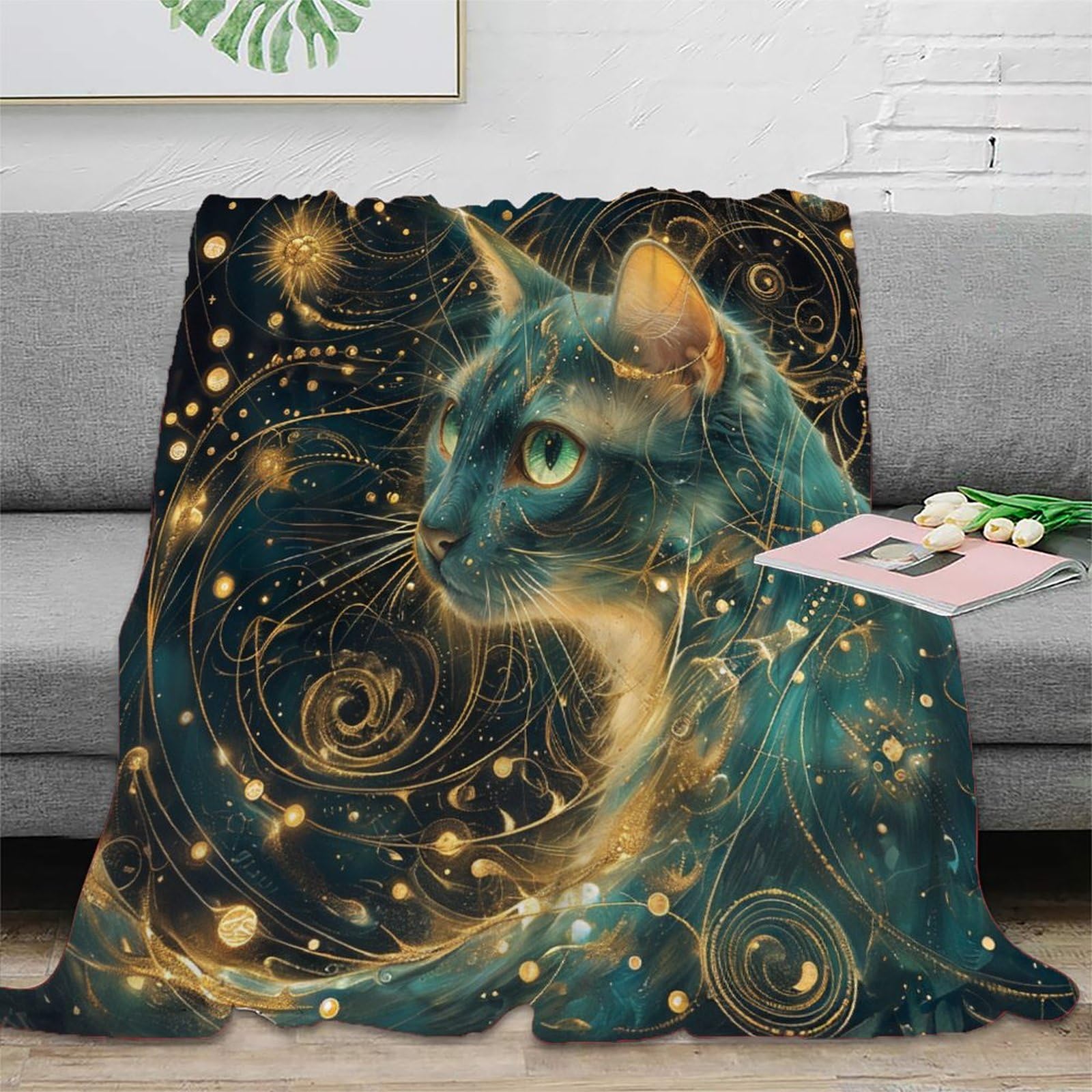 NRAOPEVVD 3D Printed Cat Blankets Soft And Warm Super Soft Cozy Fuzzy Warm Throws with Anti-wrinkle/anti-tarnishing Lightweight Kids Boys Girls Christmas Birthday Present Present 60x80inch(150x200cm)