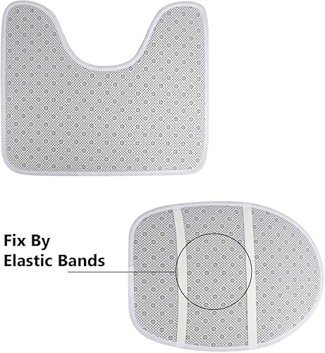 Miniatura 5 de Syhonic Juego de alfombras de baño de 3 piezas, alfombra de baño Happy Camping, tapete de contorno y funda para asiento de inodoro, tapetes de baño