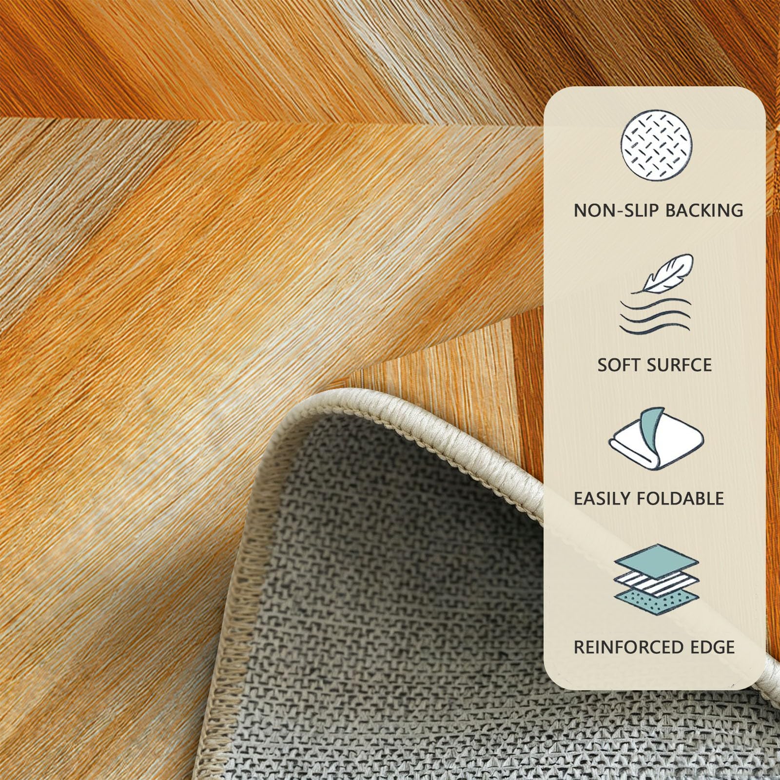 Tapis Rond Lavable en Machine pour Enfants 100 cm, Poils Doux et Facile à Entretenir Campagne Naturelle Interieur Chambre à Coucher Salon Bureau Tapis Antidérapant Couleurs Résistantes Texture Bois